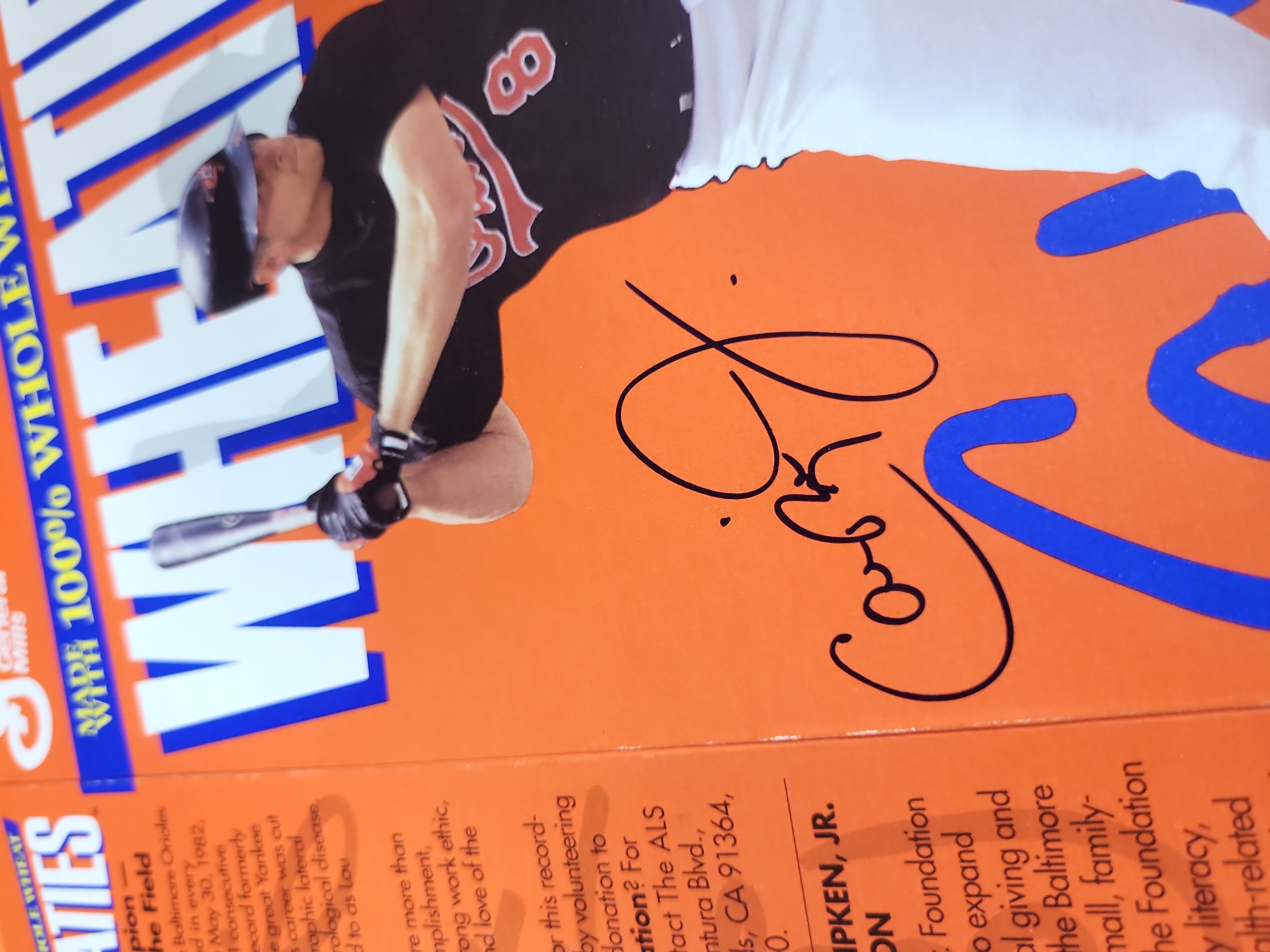 I03121 | Cal Ripken Jr. Autographed Baltimore Orioles 2131 Consecutive Games Commemorative Wheaties Box Cover with JSA Authentication