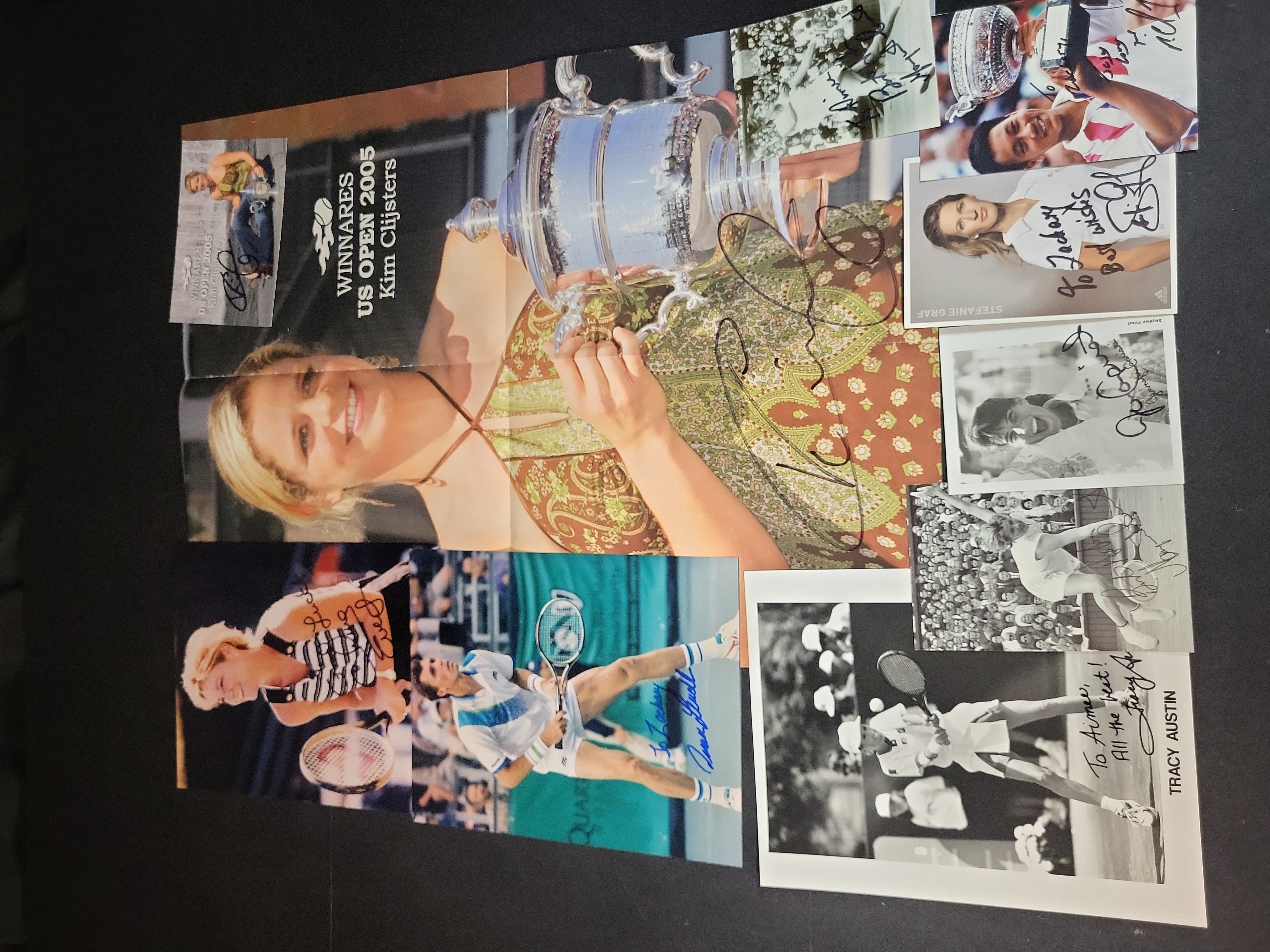 I03015 | A Collection of Ten Signed Professional Tennis Photographs, Poster, and Promotional Cards