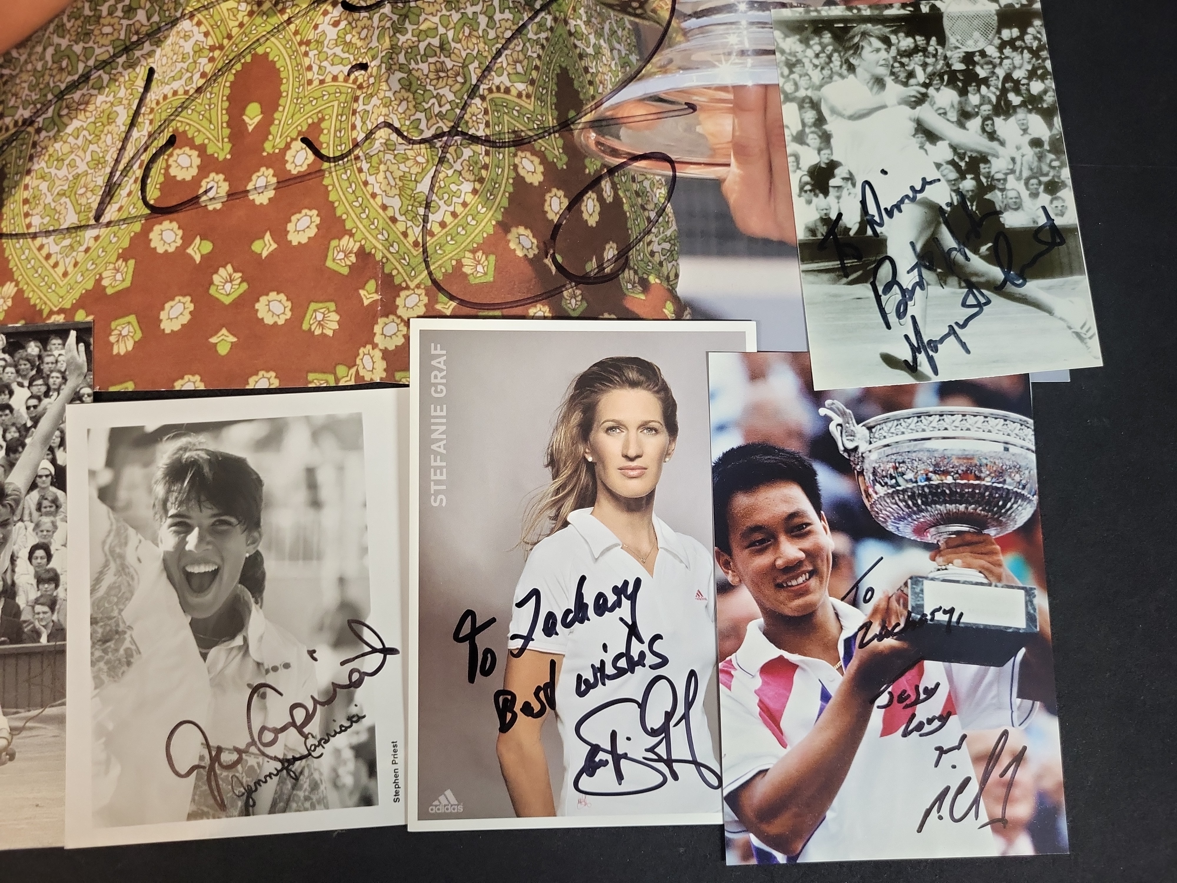 I03015 | A Collection of Ten Signed Professional Tennis Photographs, Poster, and Promotional Cards