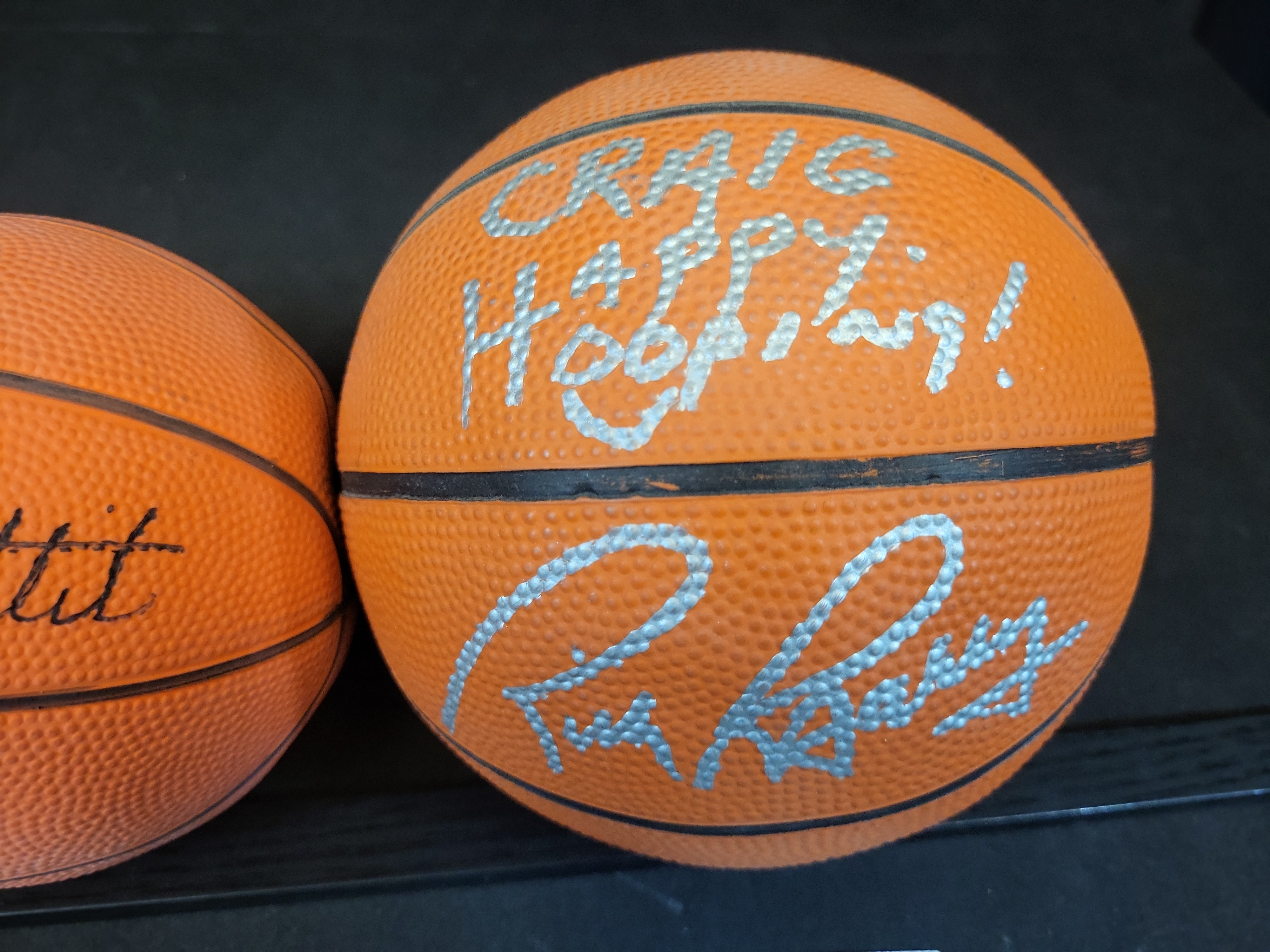 I03444 | A Trio of Autographed Basketball Legend Mini-Basketballs Including John Wooden, Bob Pettit, and Rick Barry with JSA COAs