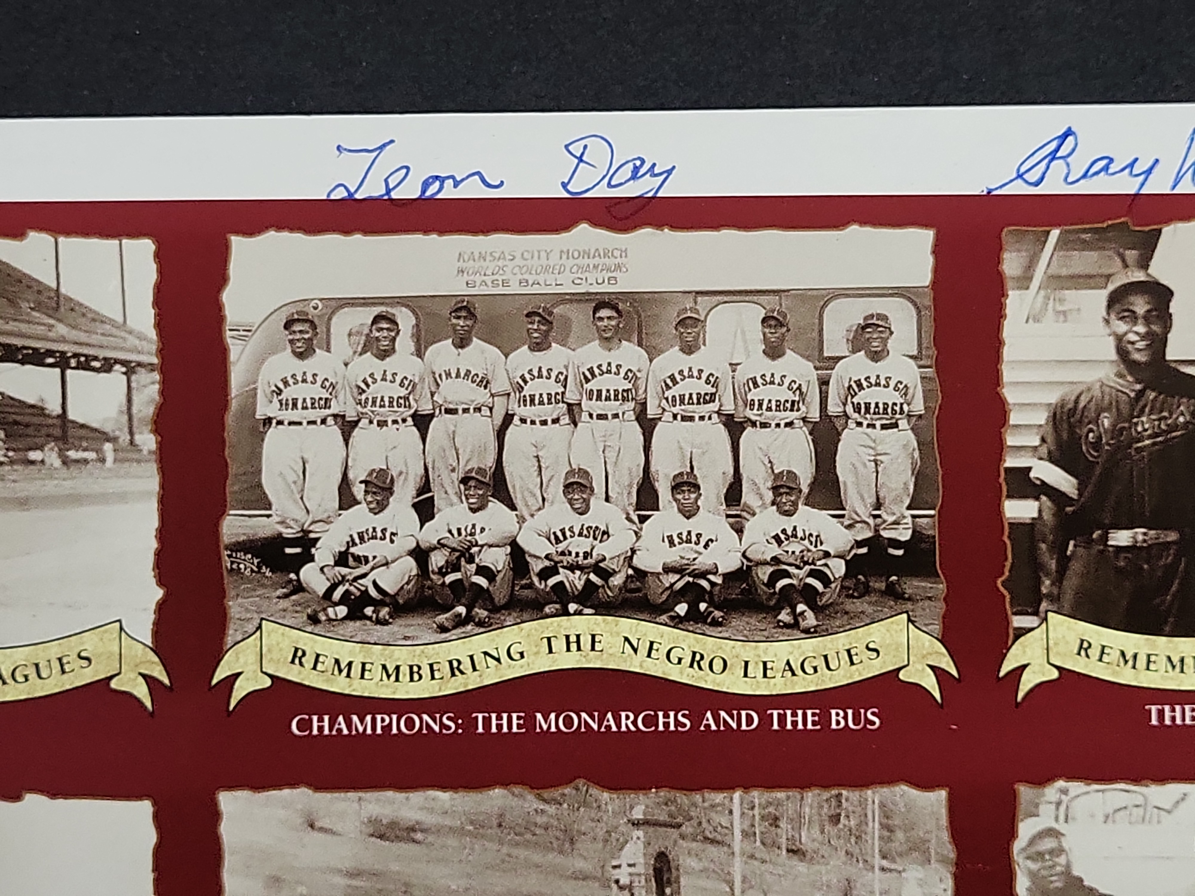 I03310 | Leon Day and Ray Dandridge Dual-Signed Remembering the Negro Leagues Commemorative Sheet with JSA Certification