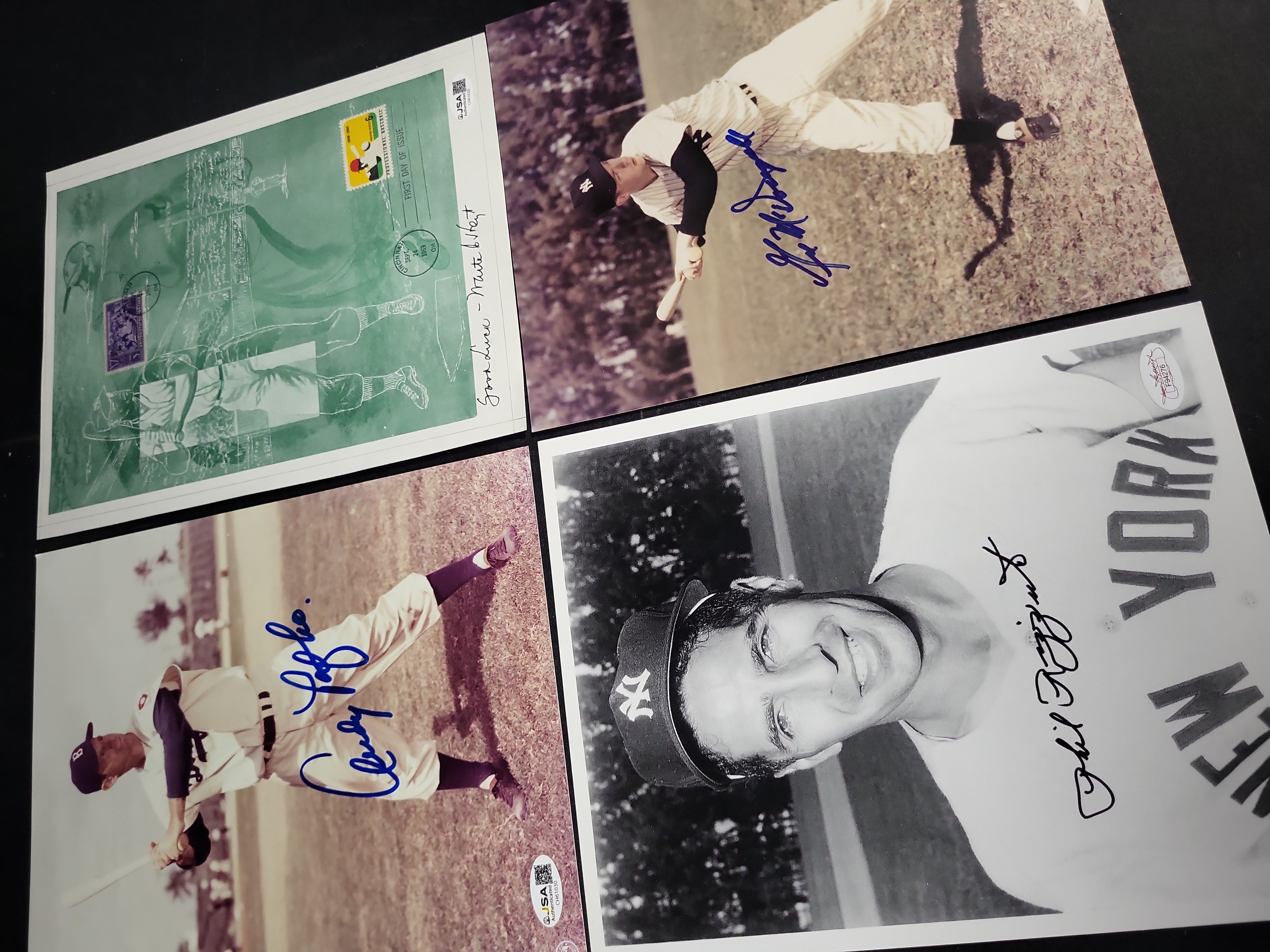I03409 | A Collection of Four Autographed Baseball Photographs and Memorabilia Items Including Phil Rizzuto