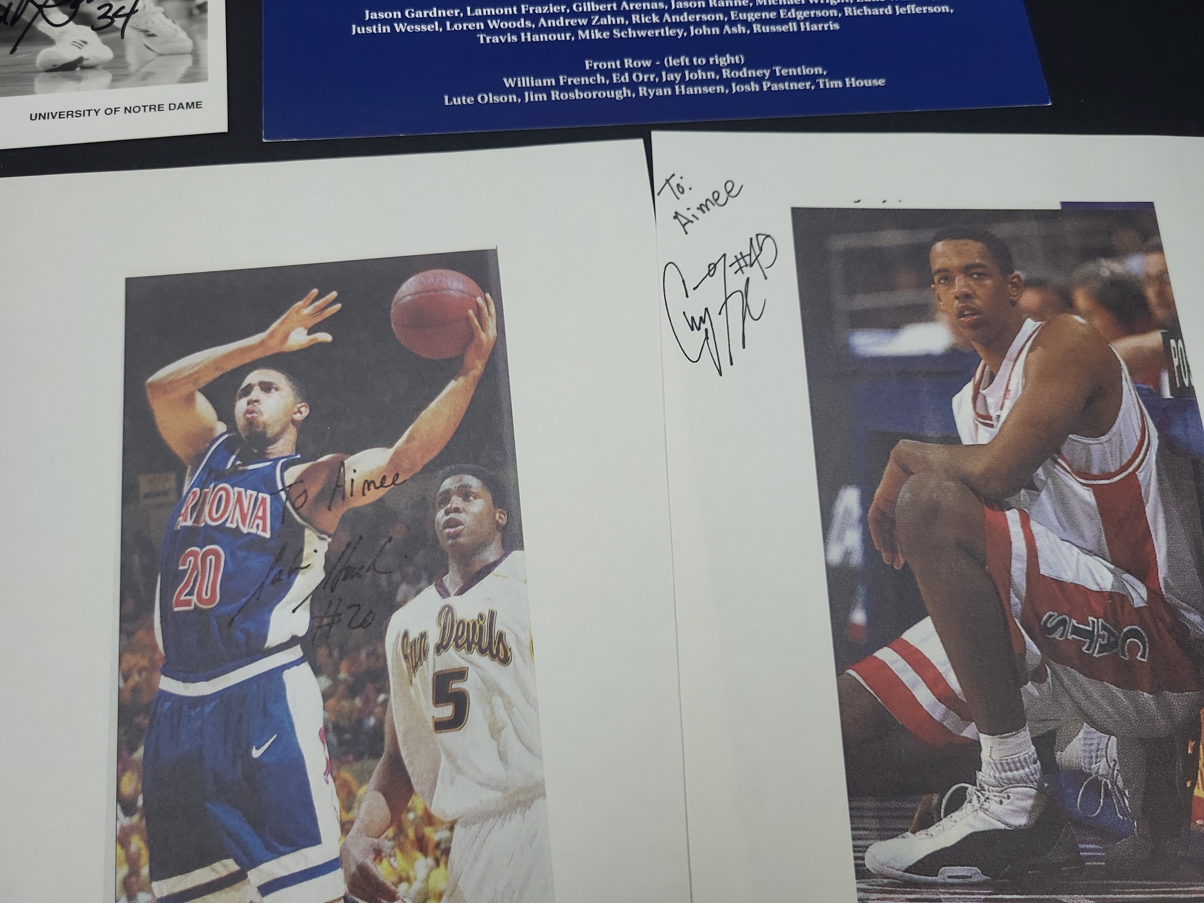 I03009 | A Collection of Autographed NCAA Basketball Photographs and Memorabilia Including Notre Dame Arizona and Syracuse