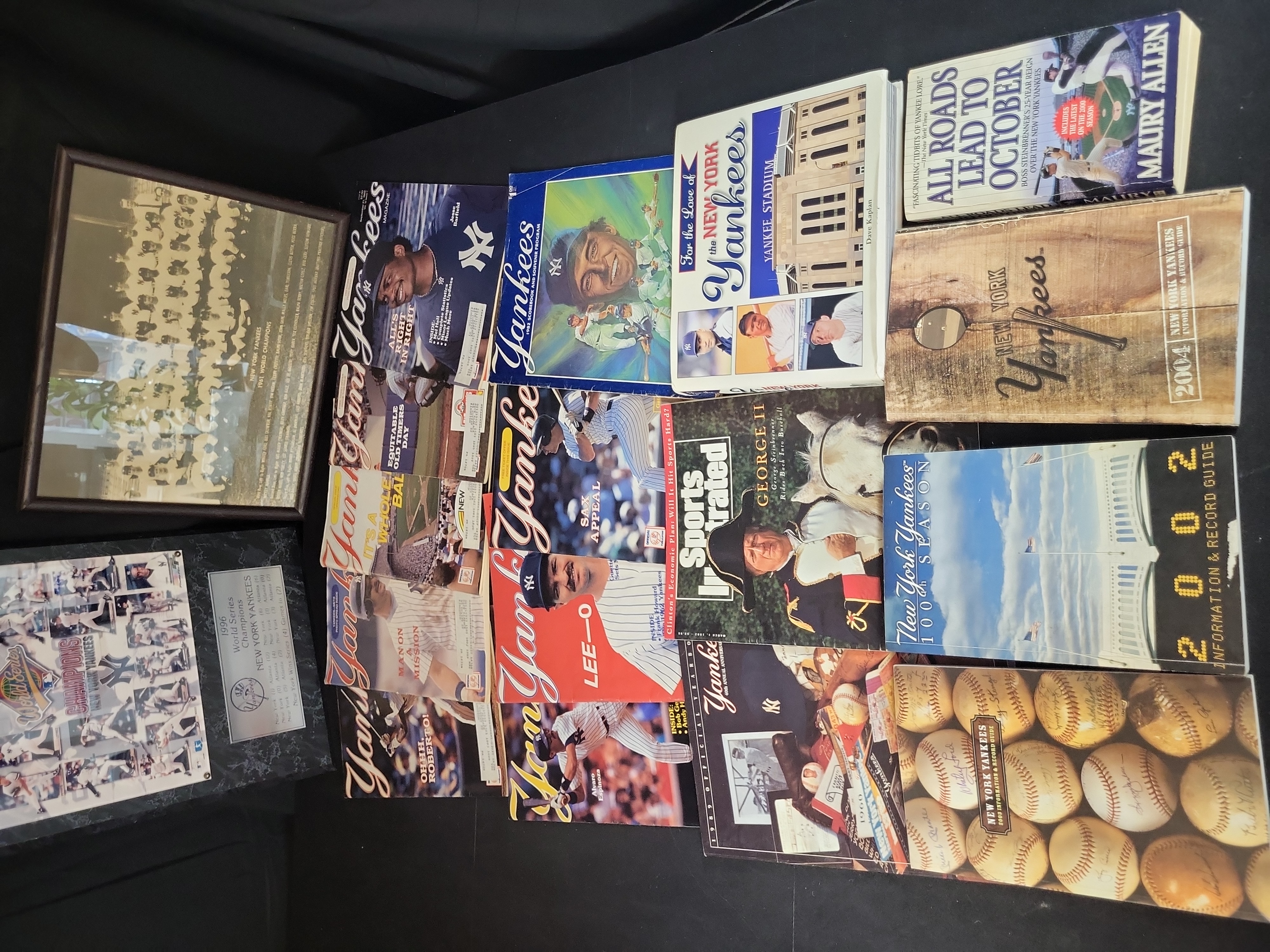 I03048 | Collection of New York Yankees Baseball Memorabilia Including Framed Photos, Magazines, and Books