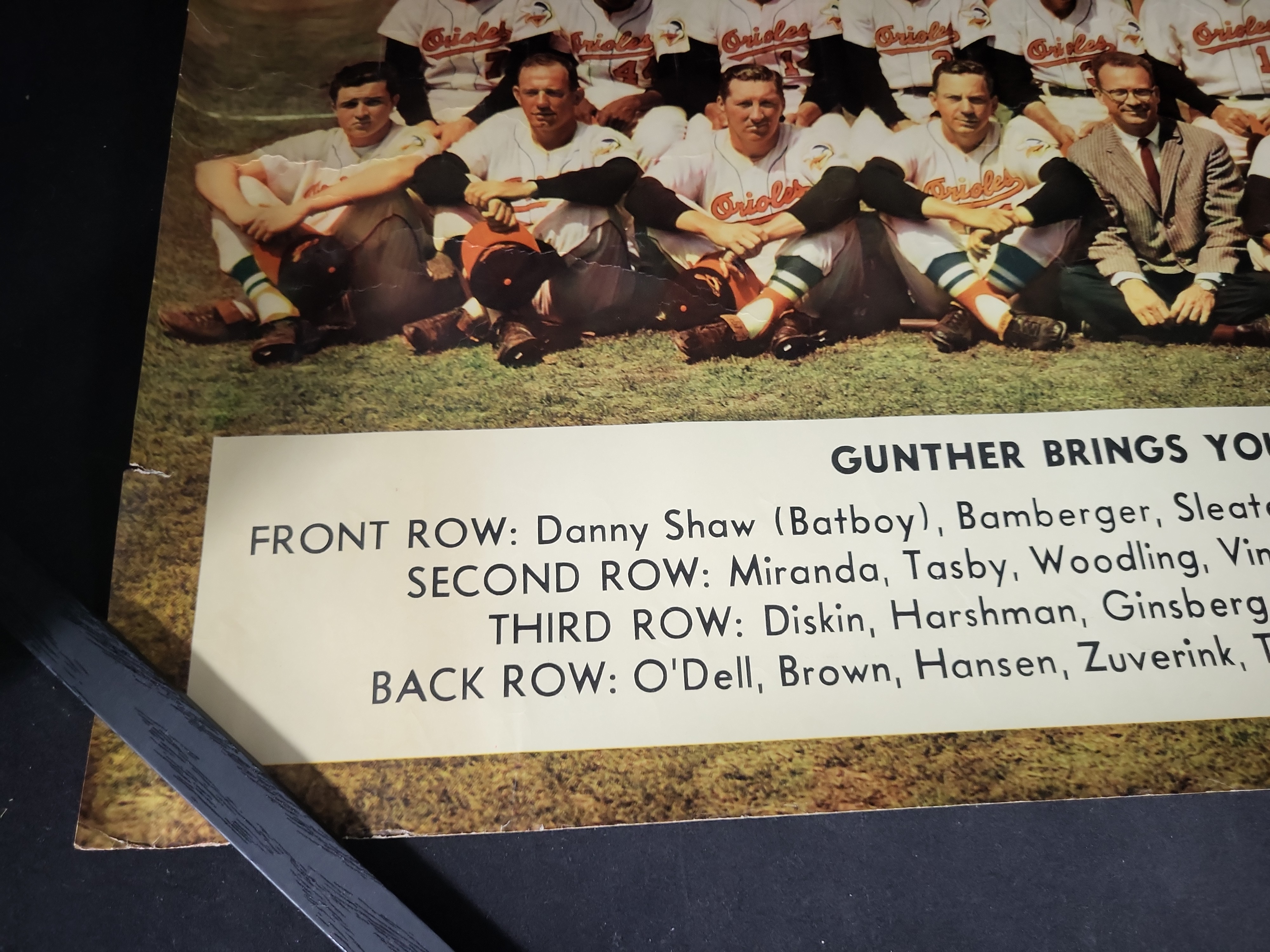 I03207 | 1959 Gunther Beer Baltimore Orioles Promotional Team Poster