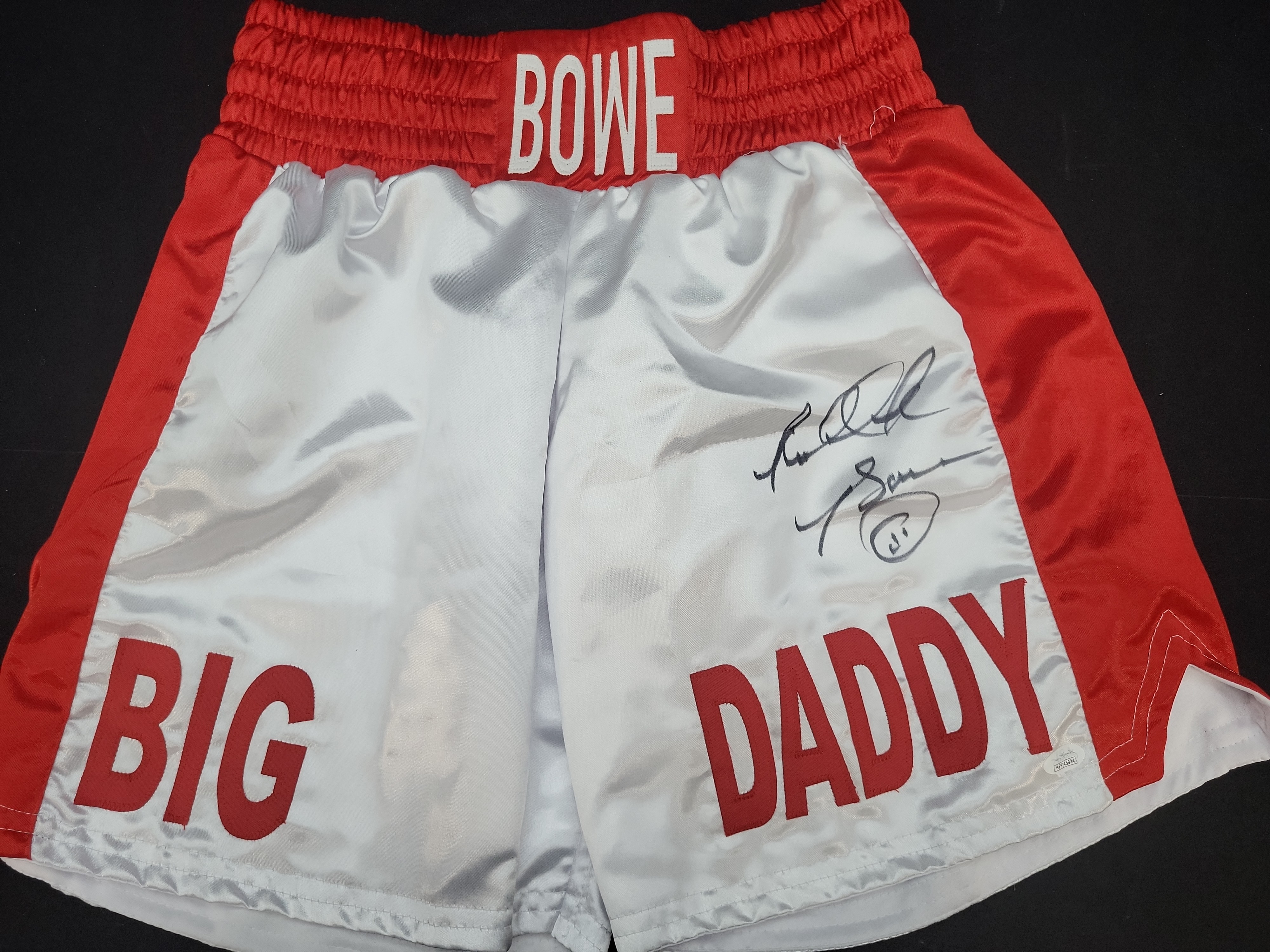 I03570 | Riddick Bowe Autographed Big Daddy Boxing Trunks with JSA Authentication