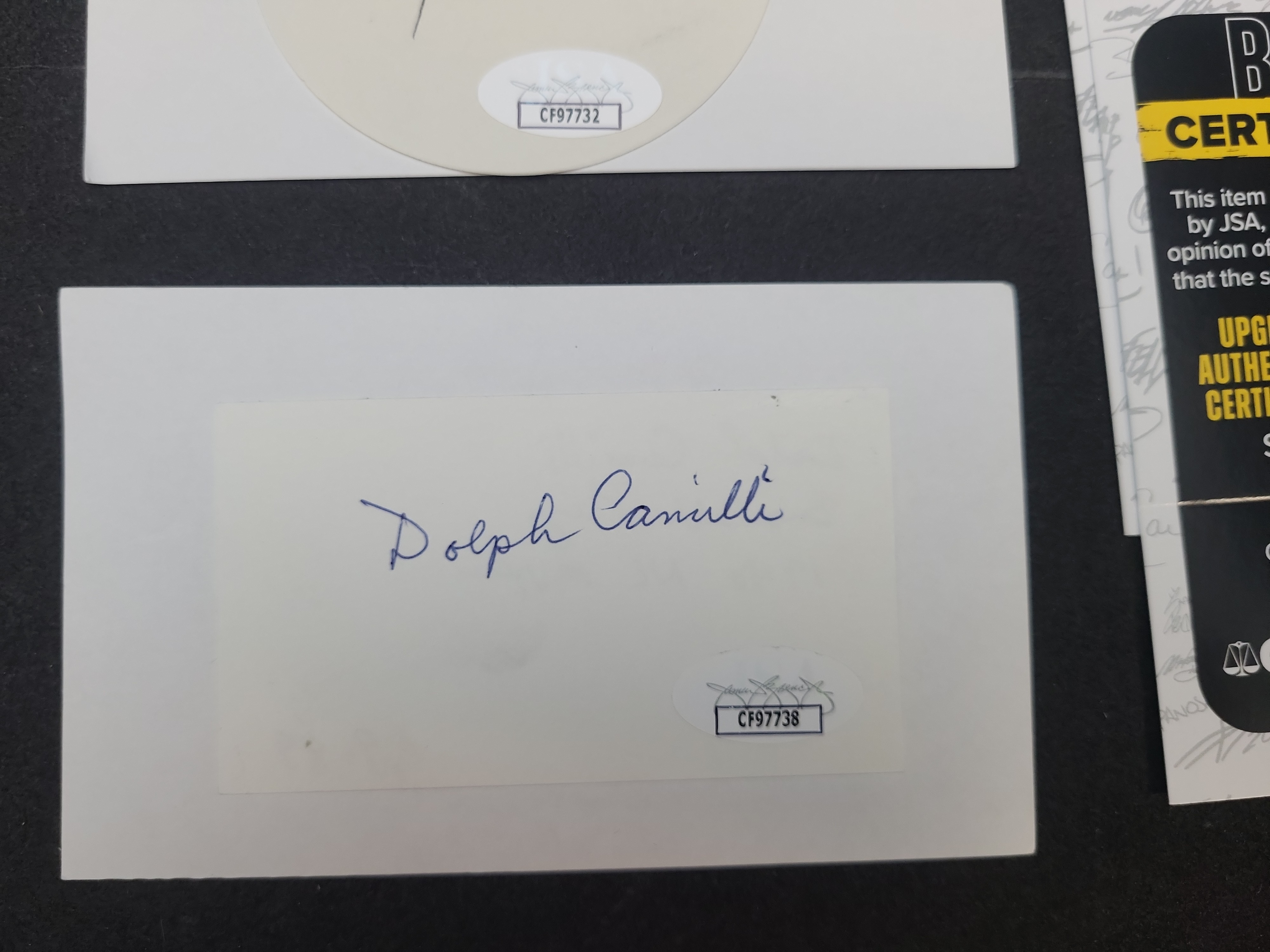 I03375 | A Pair of JSA Authenticated Autographed Baseball Cuts Featuring Bobby Thomson and Dolph Camilli