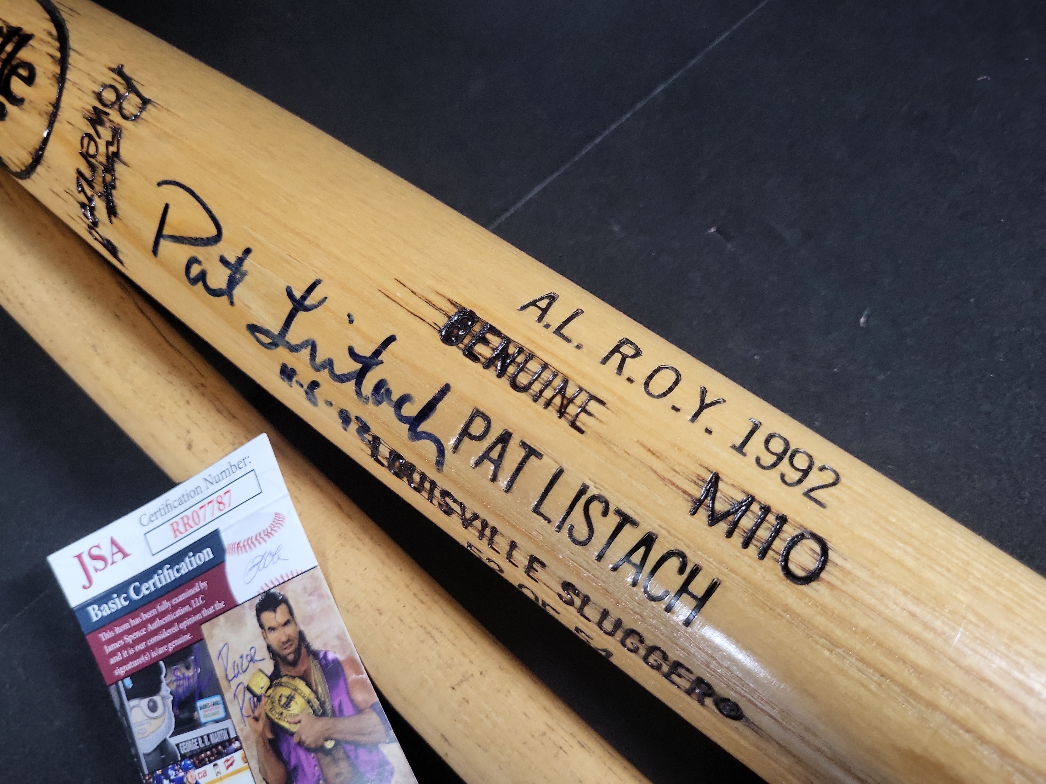 I03115 | Two Professional Model Baseball Bats Including Signed Pat Listach Limited Edition Louisville Slugger and James Davenport Adirondack