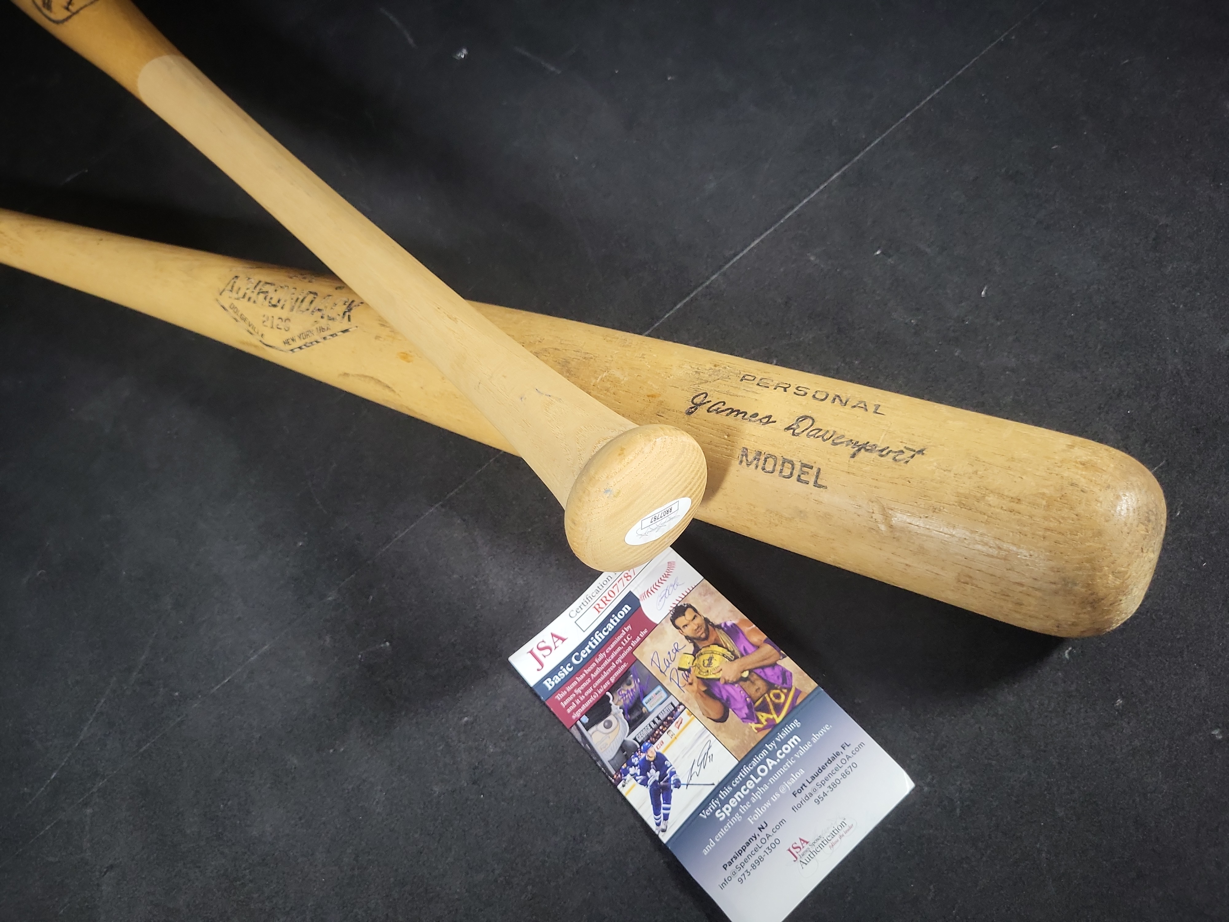 I03115 | Two Professional Model Baseball Bats Including Signed Pat Listach Limited Edition Louisville Slugger and James Davenport Adirondack
