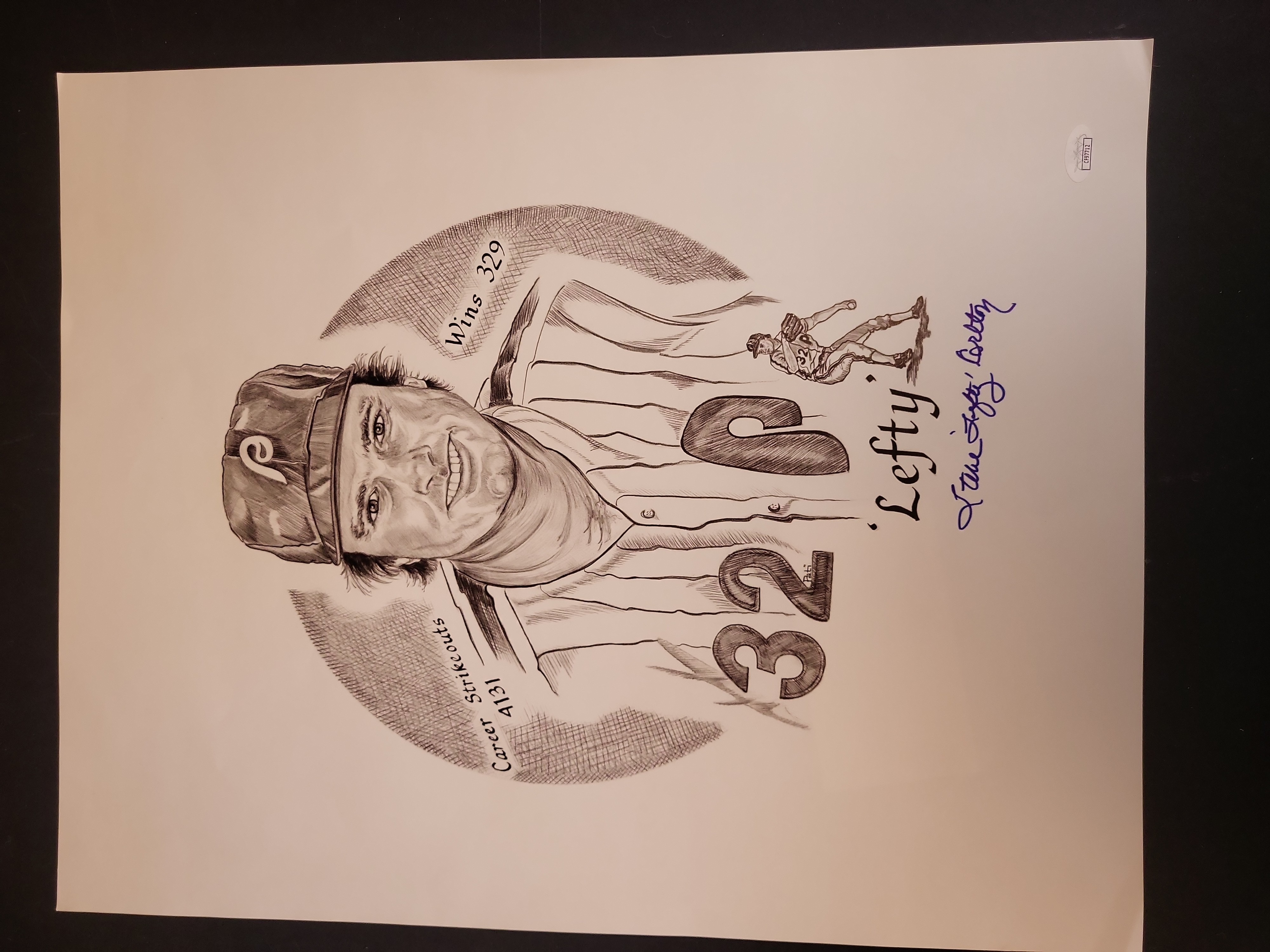 I03453 | Steve Carlton Autographed Philadelphia Phillies Art Print JSA Authenticated
