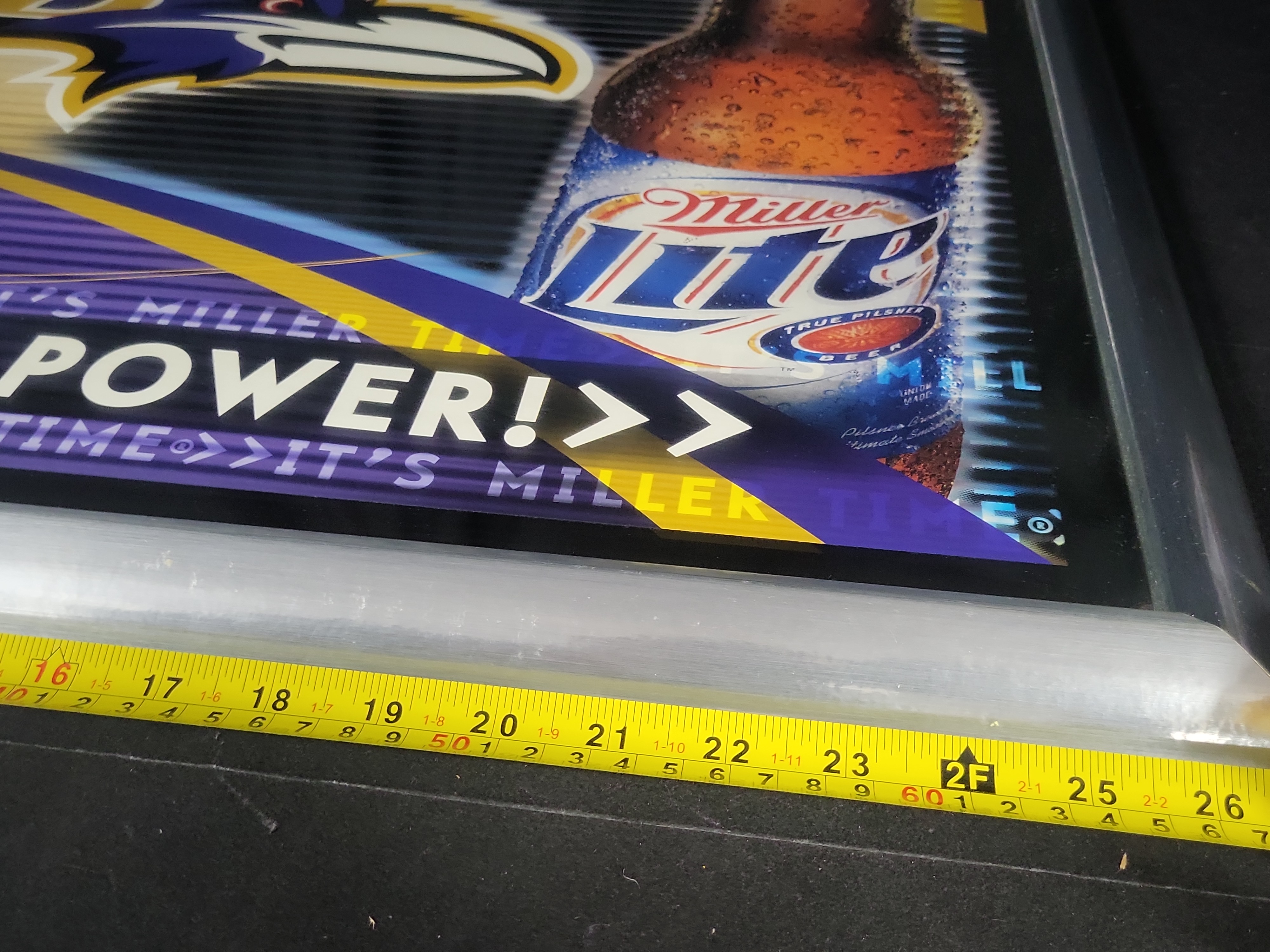 I03178 | Baltimore Ravens Miller Lite Promotional Mirror in Metallic Frame