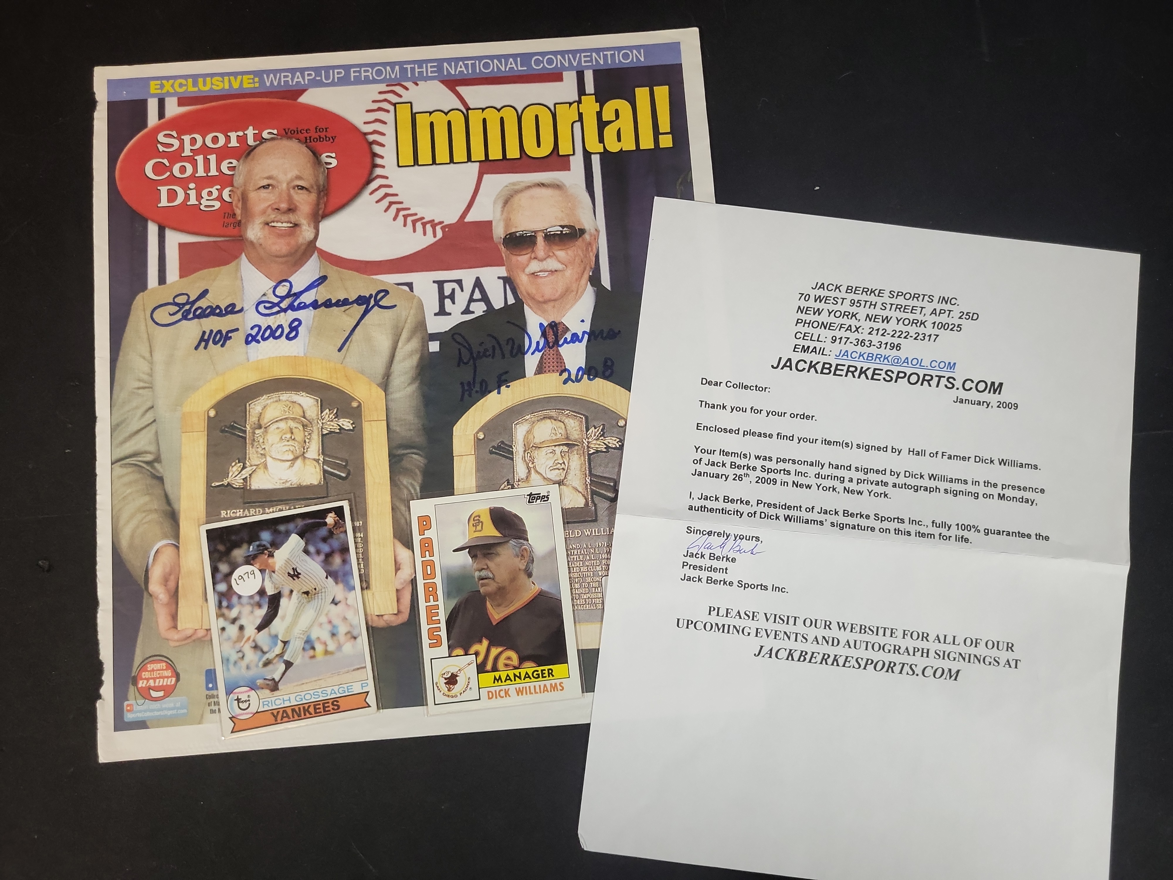 I03116 | An Assortment of Signed Sports Collectors Digest and Topps Memorabilia Featuring Goose Gossage and Dick Williams
