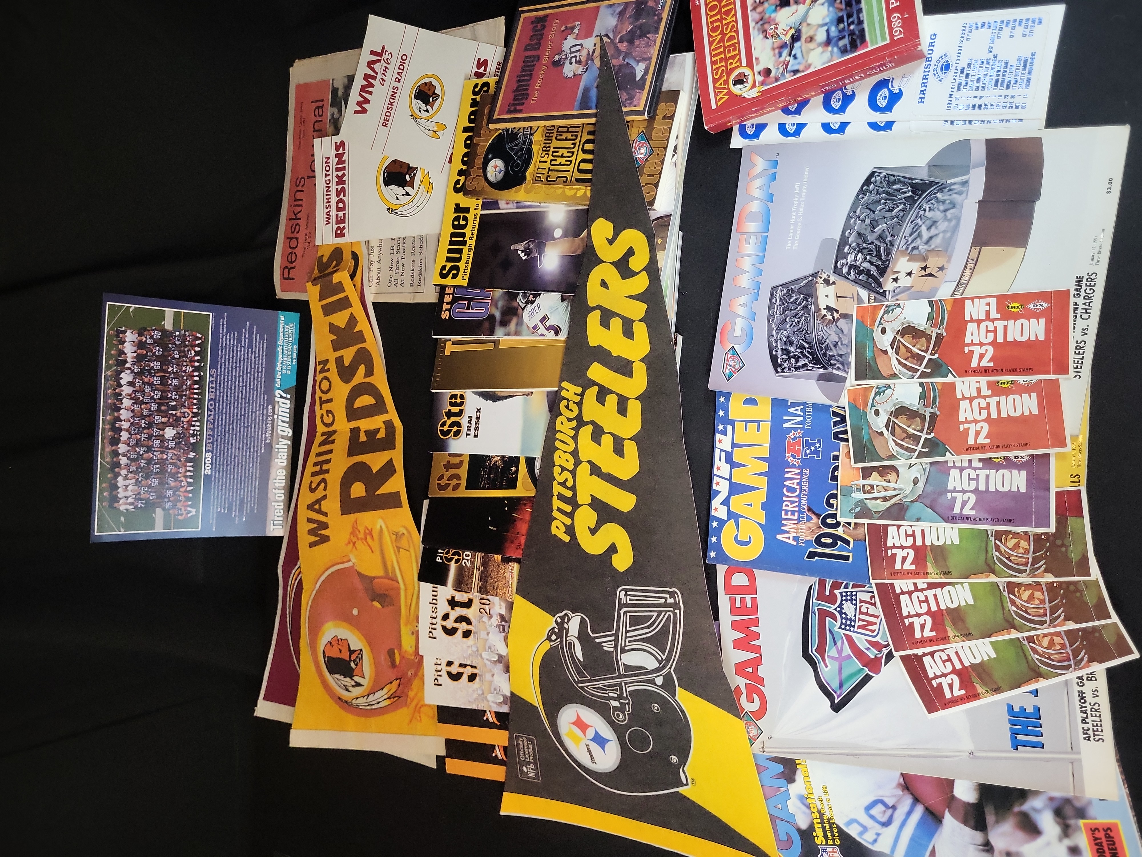 I03043 | An Assortment of NFL and Minor League Football Memorabilia Featuring Signed Washington Redskins Pennant