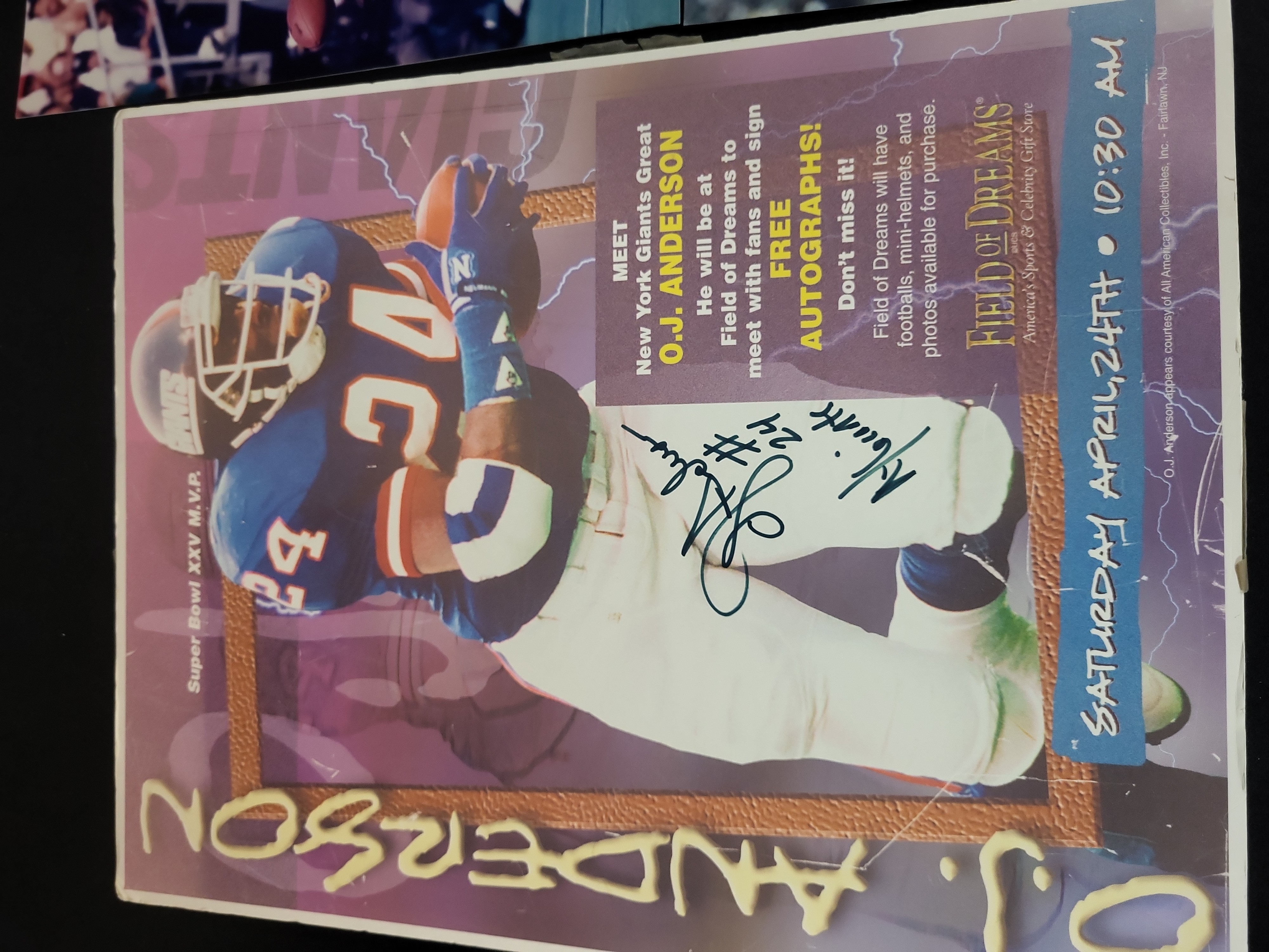 I03120 | A Trio of Autographed American Football Memorabilia Featuring Sean Landeta, Jan Stenerud, and O.J. Anderson