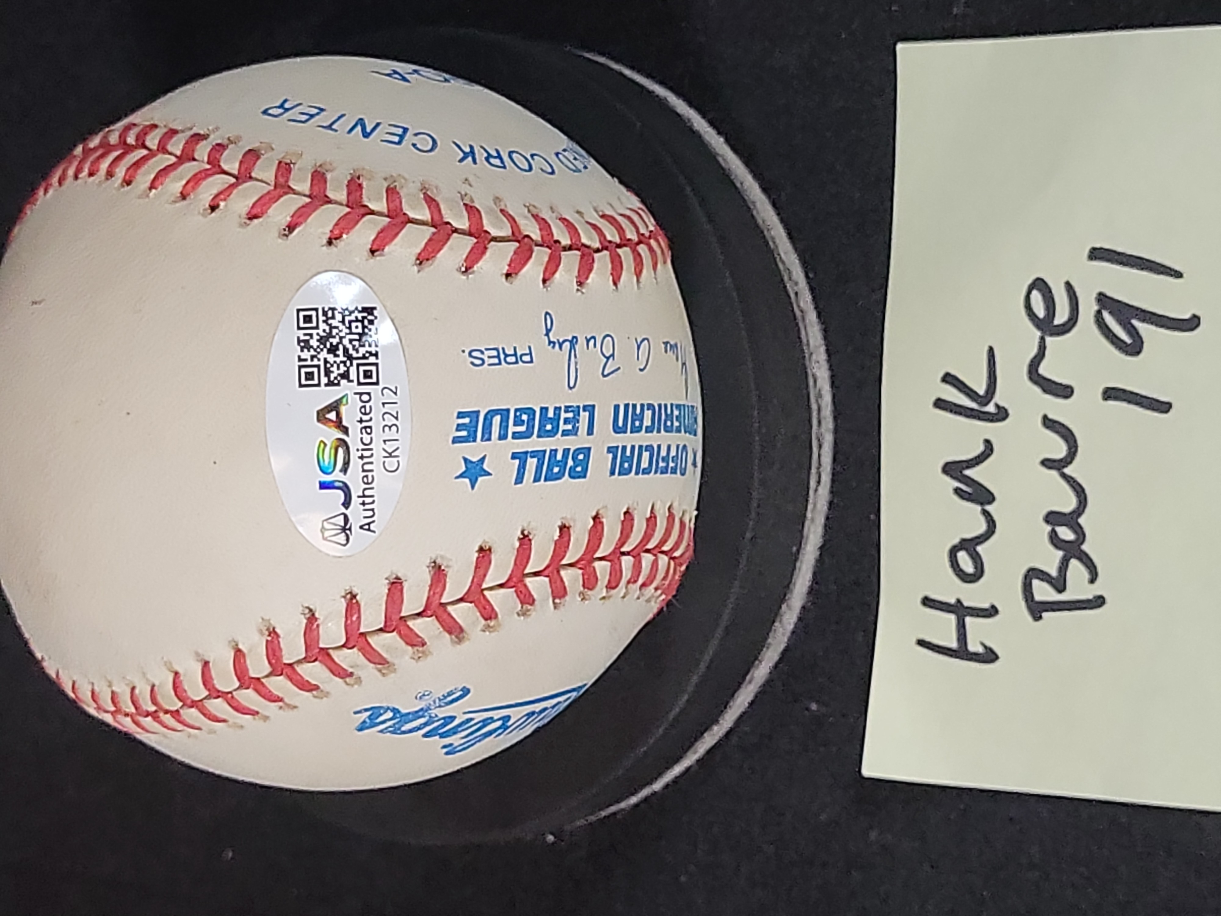 I03305 | Hank Bauer Autographed Official American League Baseball with JSA Authentication