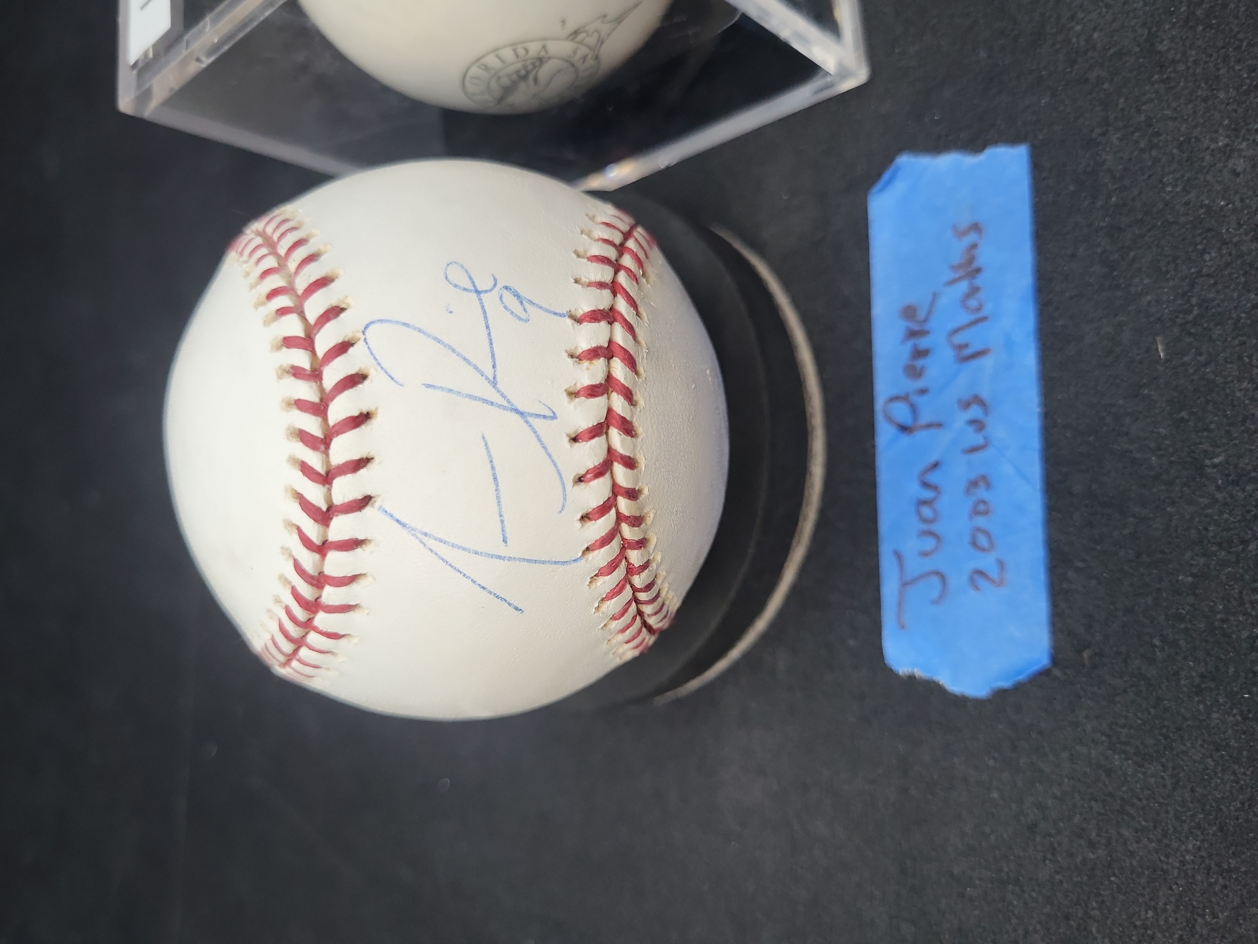 I03354 | Two Florida Marlins Autographed Baseballs Juan Pierre and Lenny Harris 2003 World Series Champions