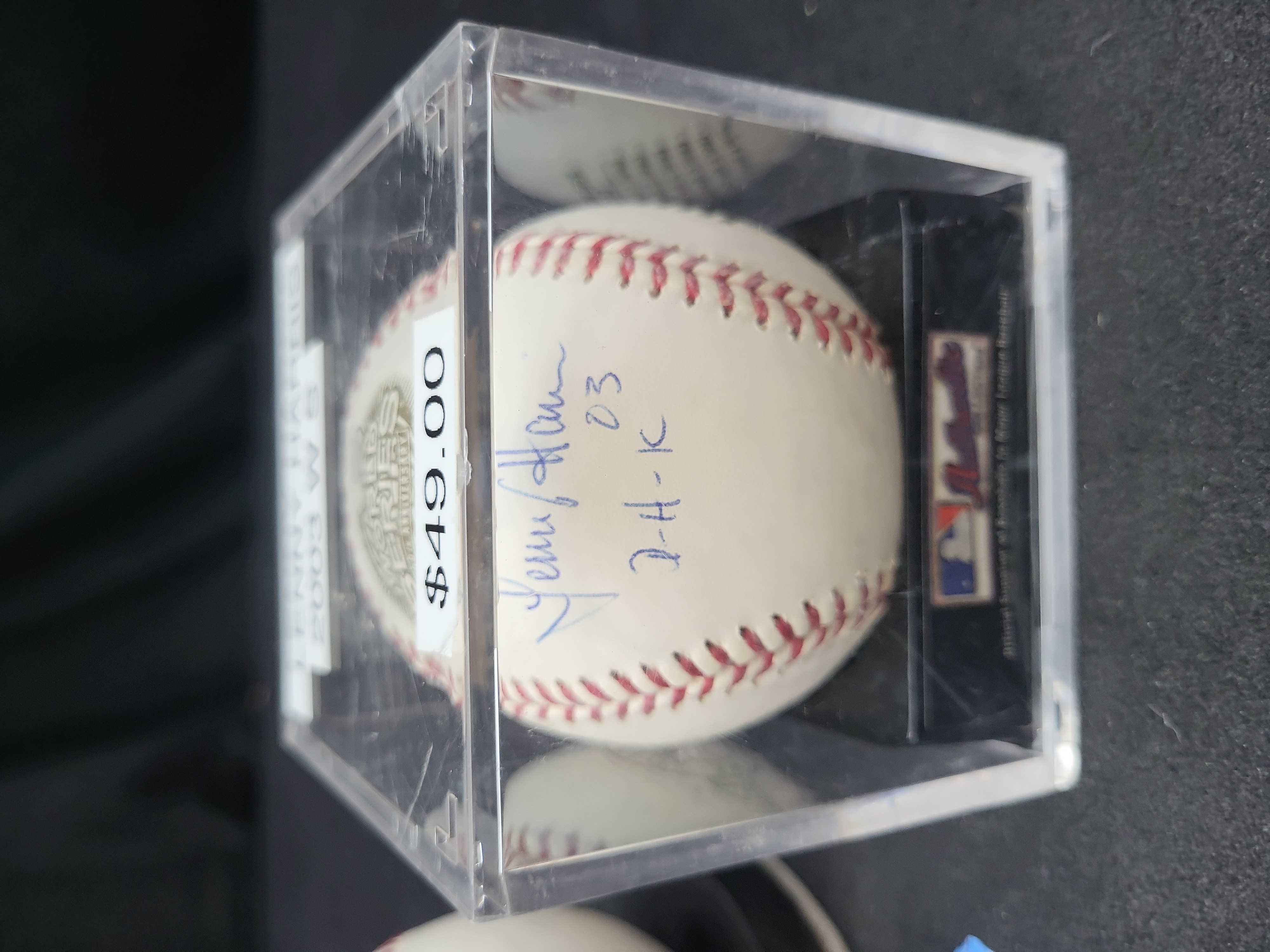 I03354 | Two Florida Marlins Autographed Baseballs Juan Pierre and Lenny Harris 2003 World Series Champions