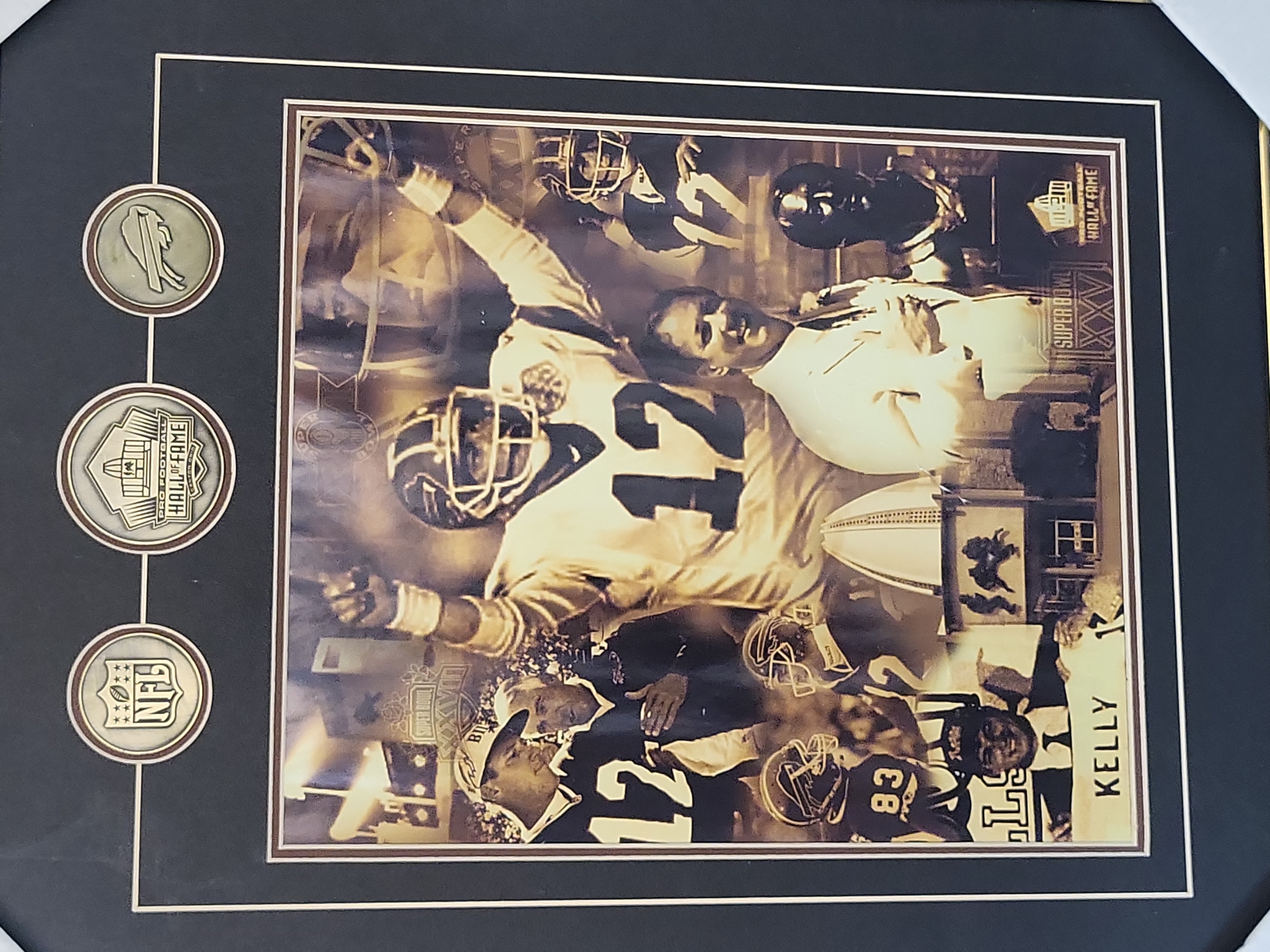 I03646 | Buffalo Bills Jim Kelly Framed Pro Football Hall of Fame Photo Collage with Medallions