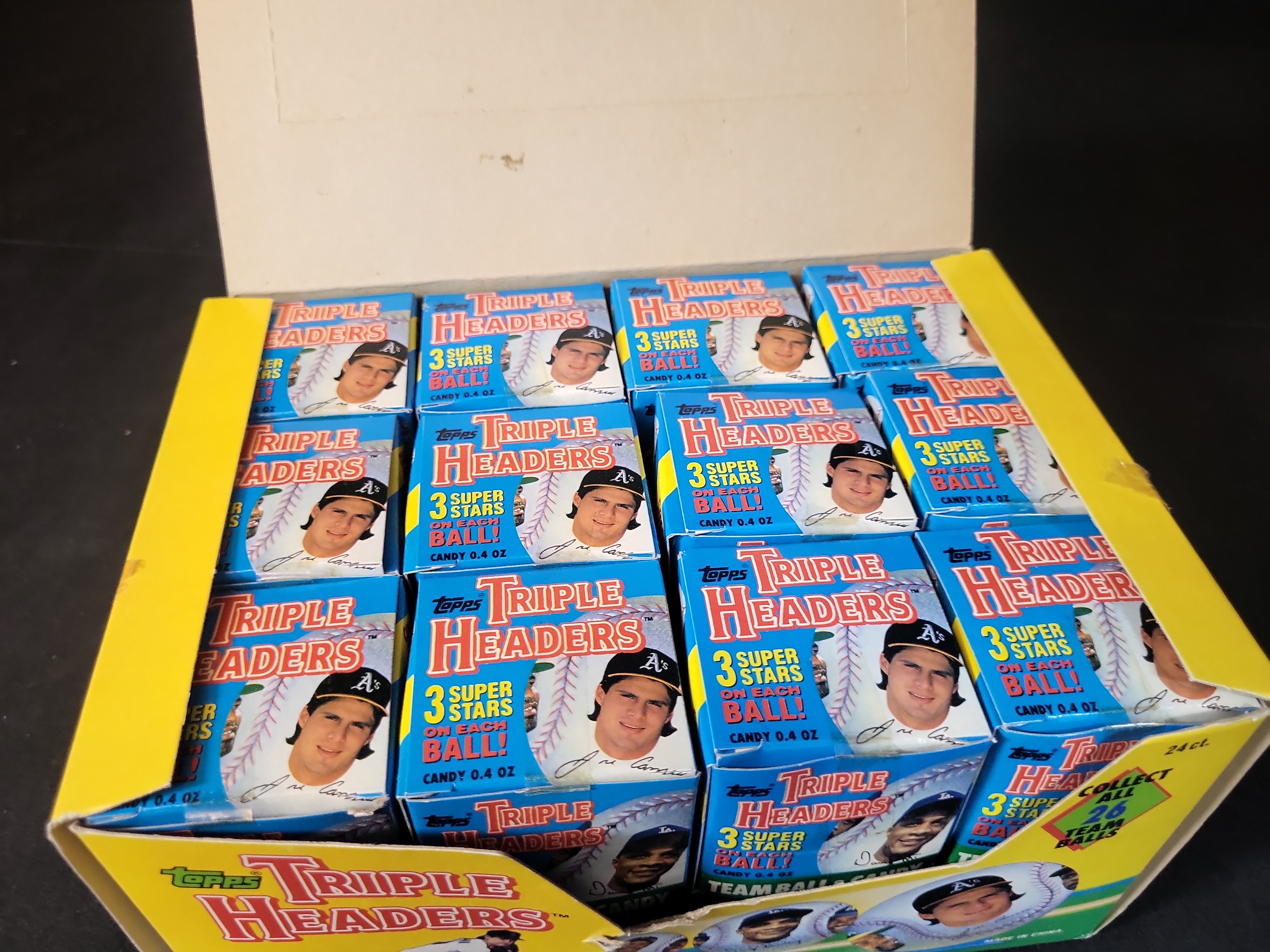 I03230 | 1992 Topps Baseball Triple Headers Retail Display Box with 24 Unopened Packages
