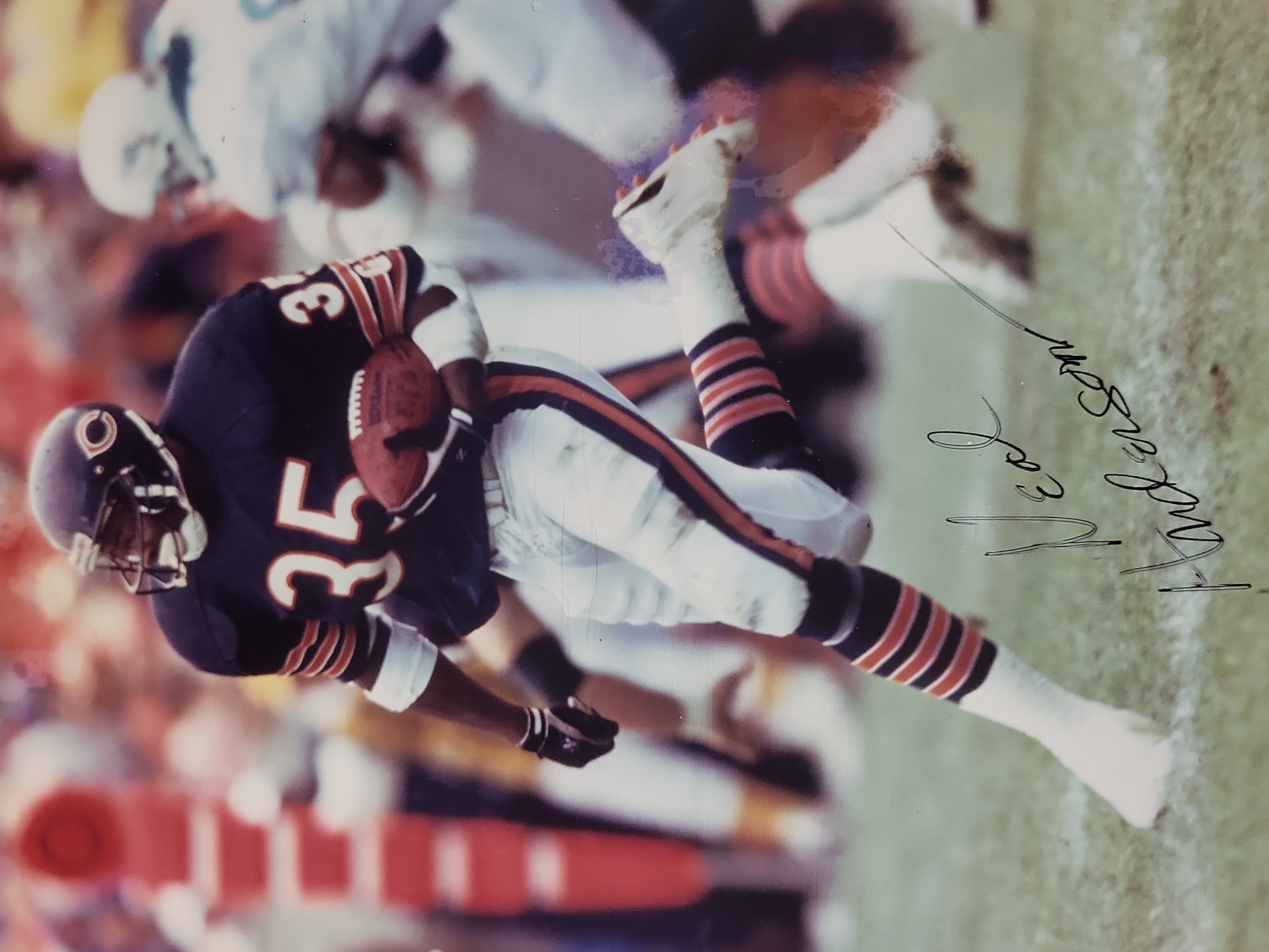 I03051 | Neal Anderson Chicago Bears Autographed Memorabilia Plaque with Two Trading Cards