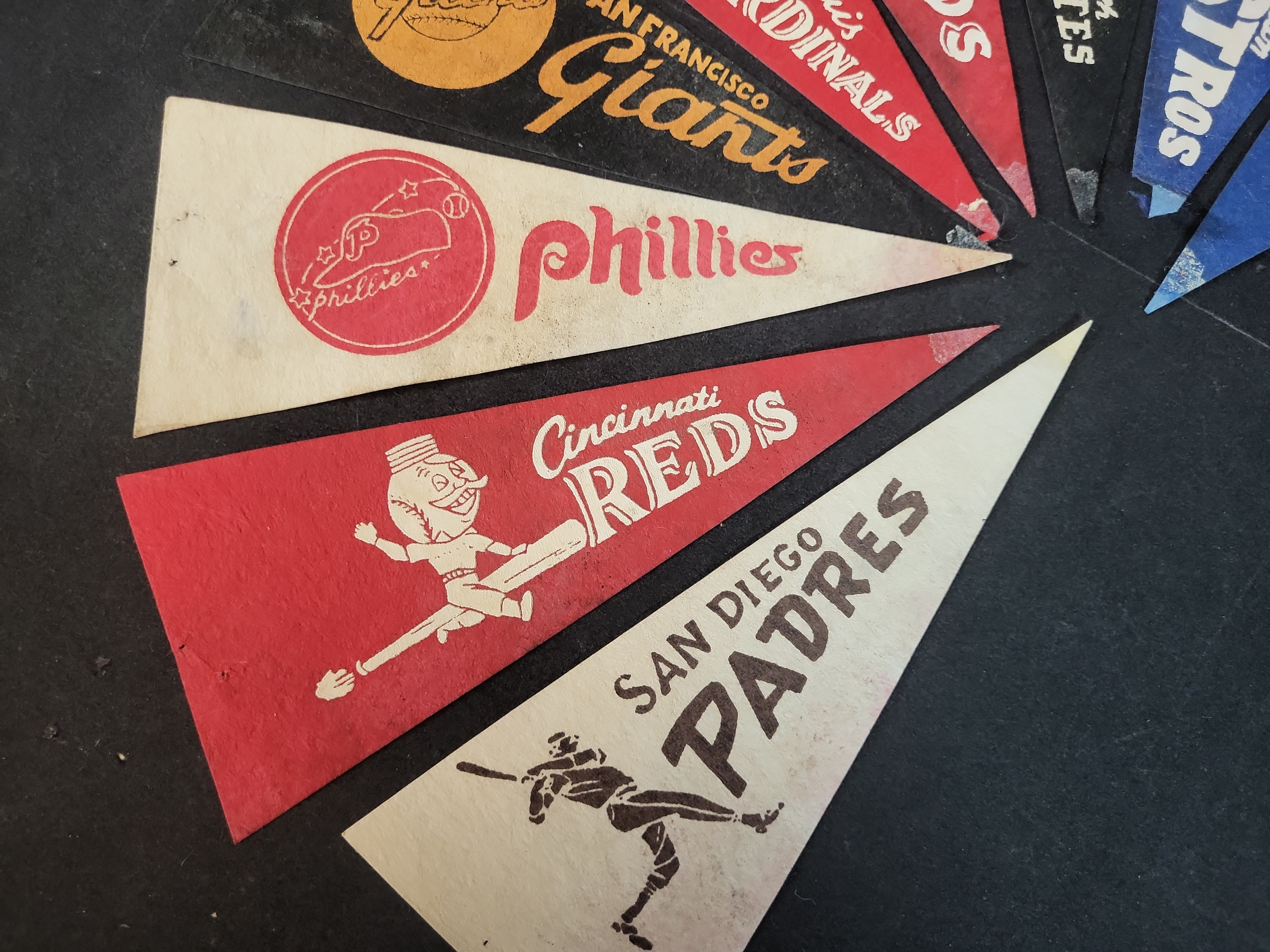 I03226 | Nine Vintage MLB National League Miniature Felt Souvenir Pennants