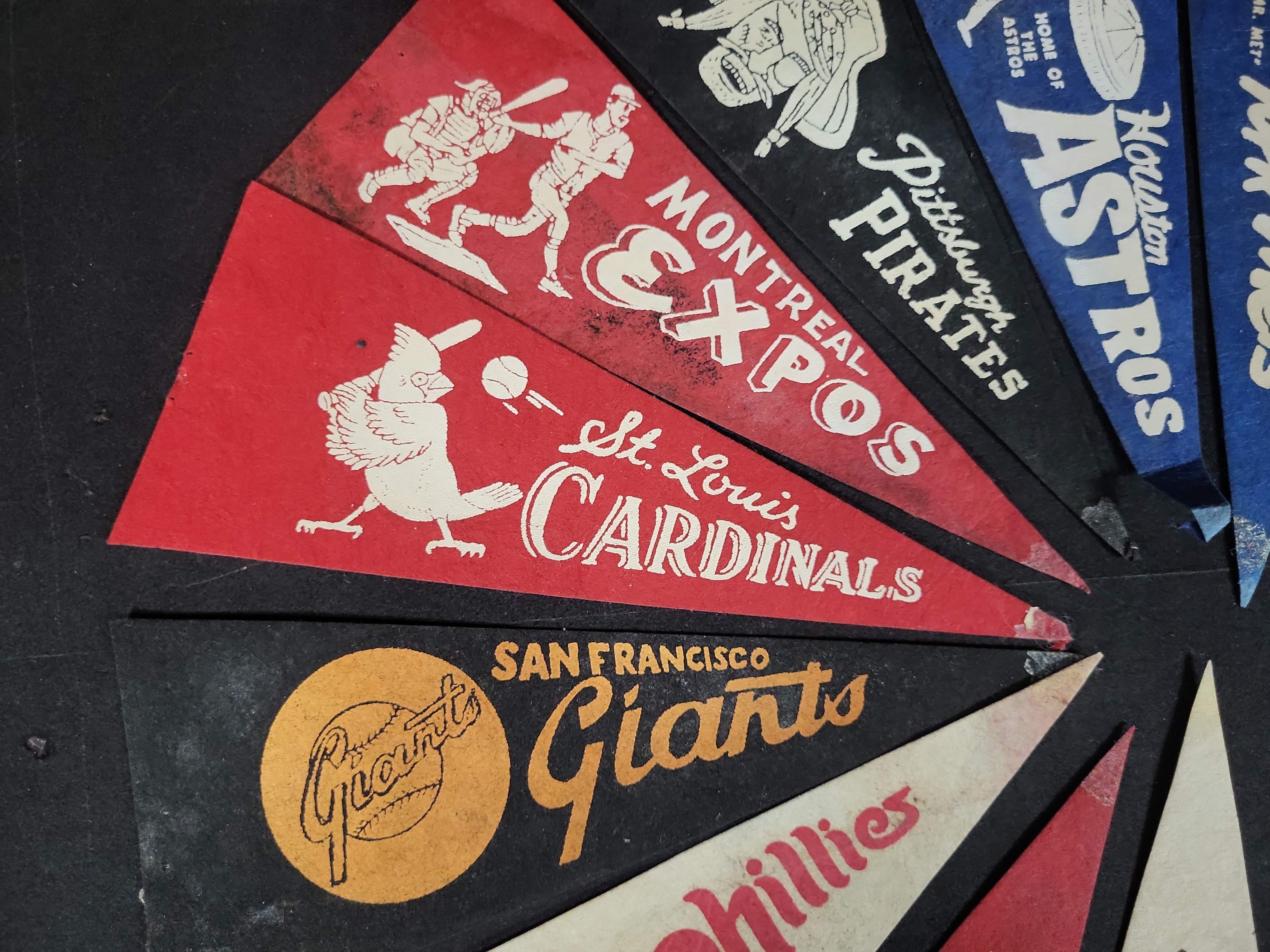 I03226 | Nine Vintage MLB National League Miniature Felt Souvenir Pennants