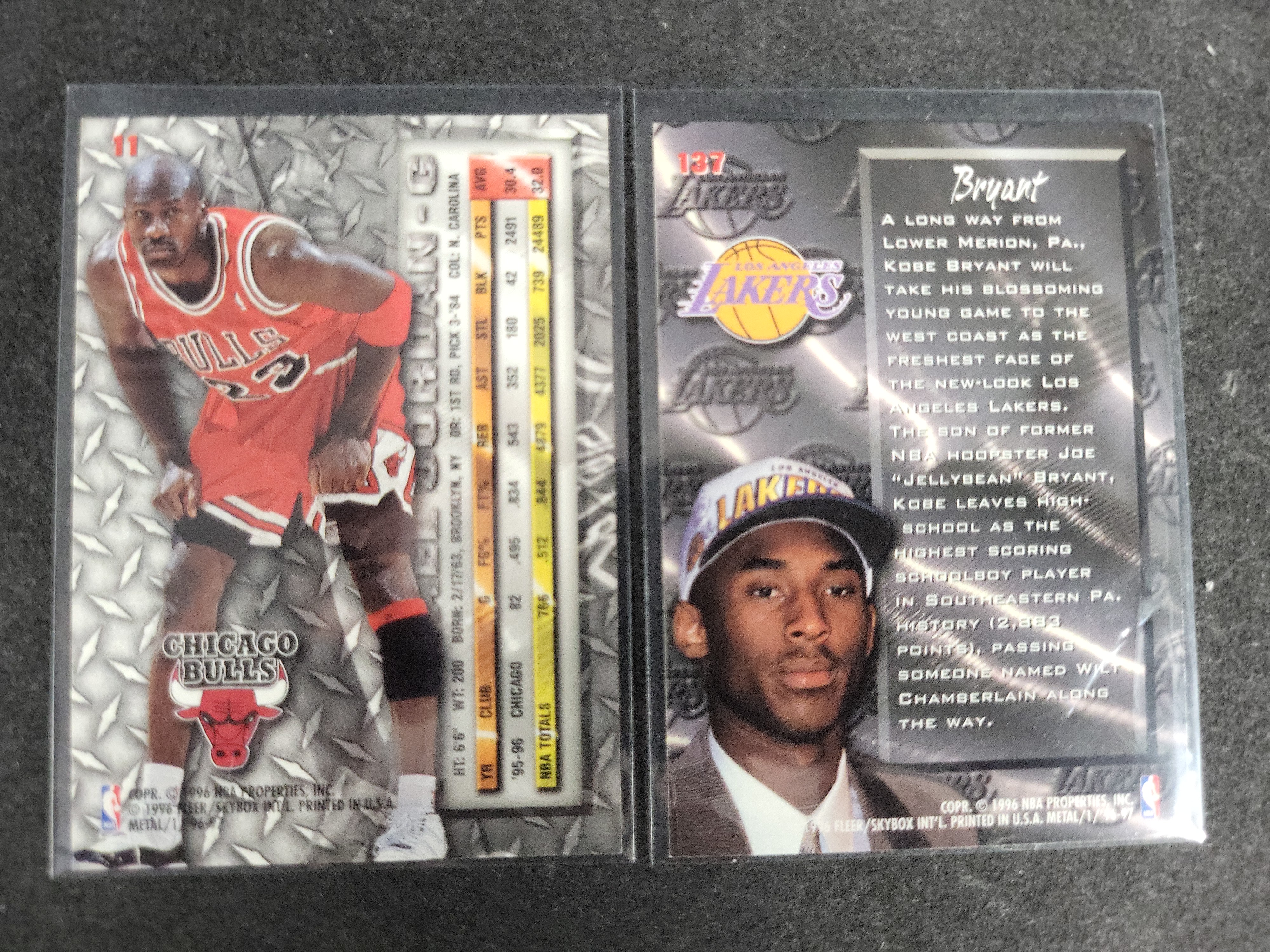 I03805 | A Collection of 1996-97 Fleer Metal Basketball Trading Cards Featuring Michael Jordan and Kobe Bryant