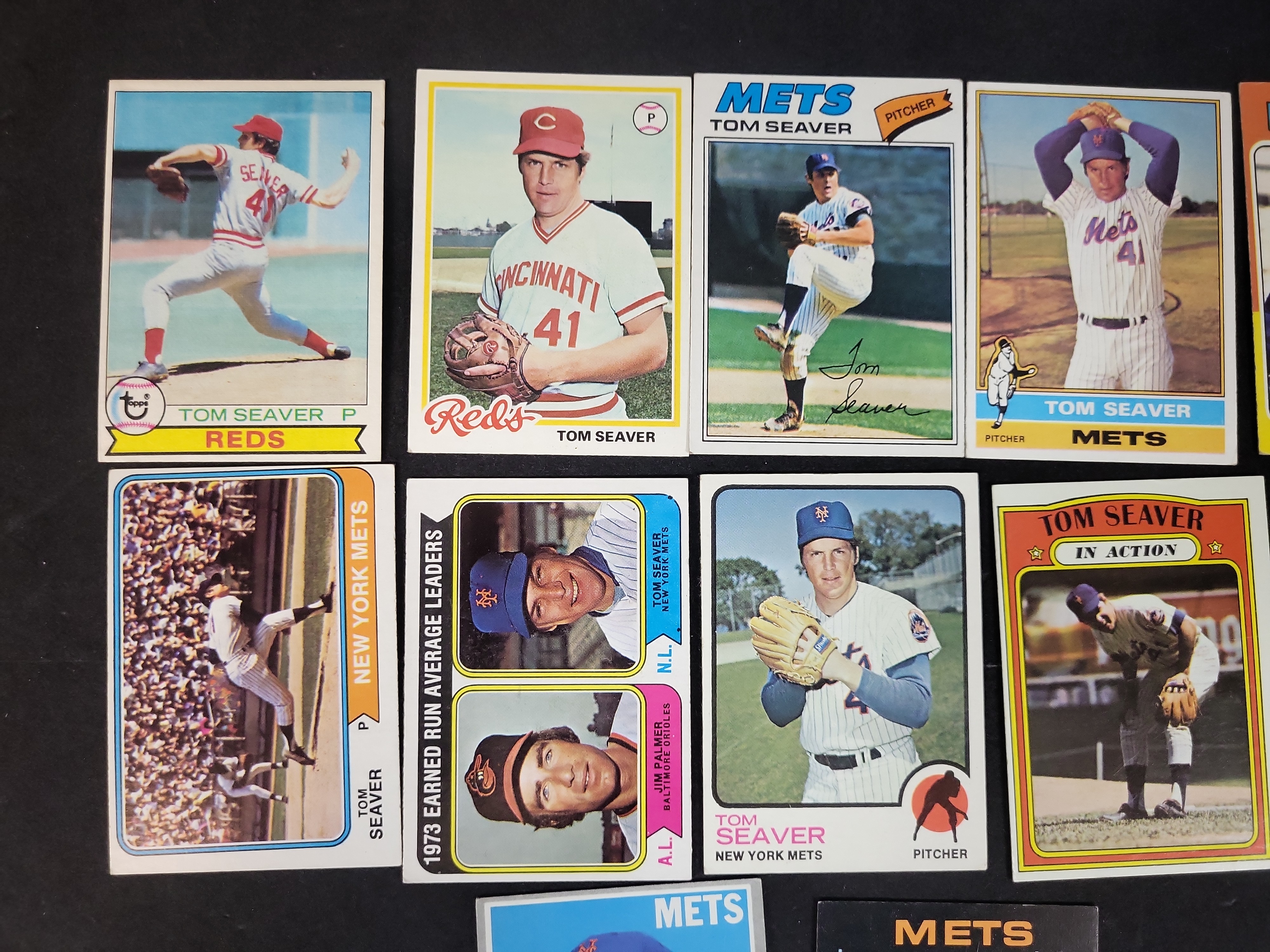 I03106 | A Collection of 12 Vintage Topps Tom Seaver Baseball Cards 1968-1978 New York Mets and Cincinnati Reds