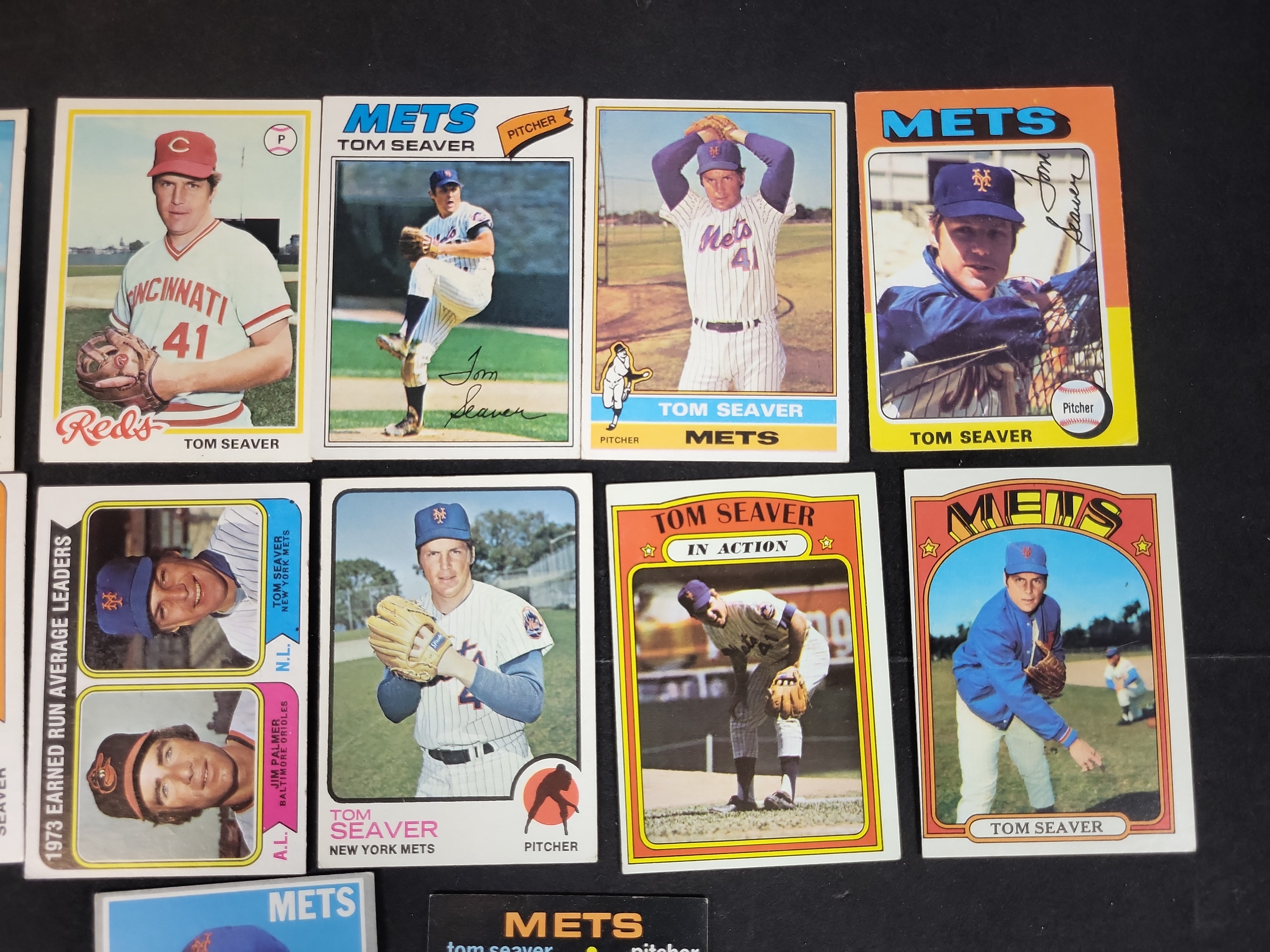 I03106 | A Collection of 12 Vintage Topps Tom Seaver Baseball Cards 1968-1978 New York Mets and Cincinnati Reds