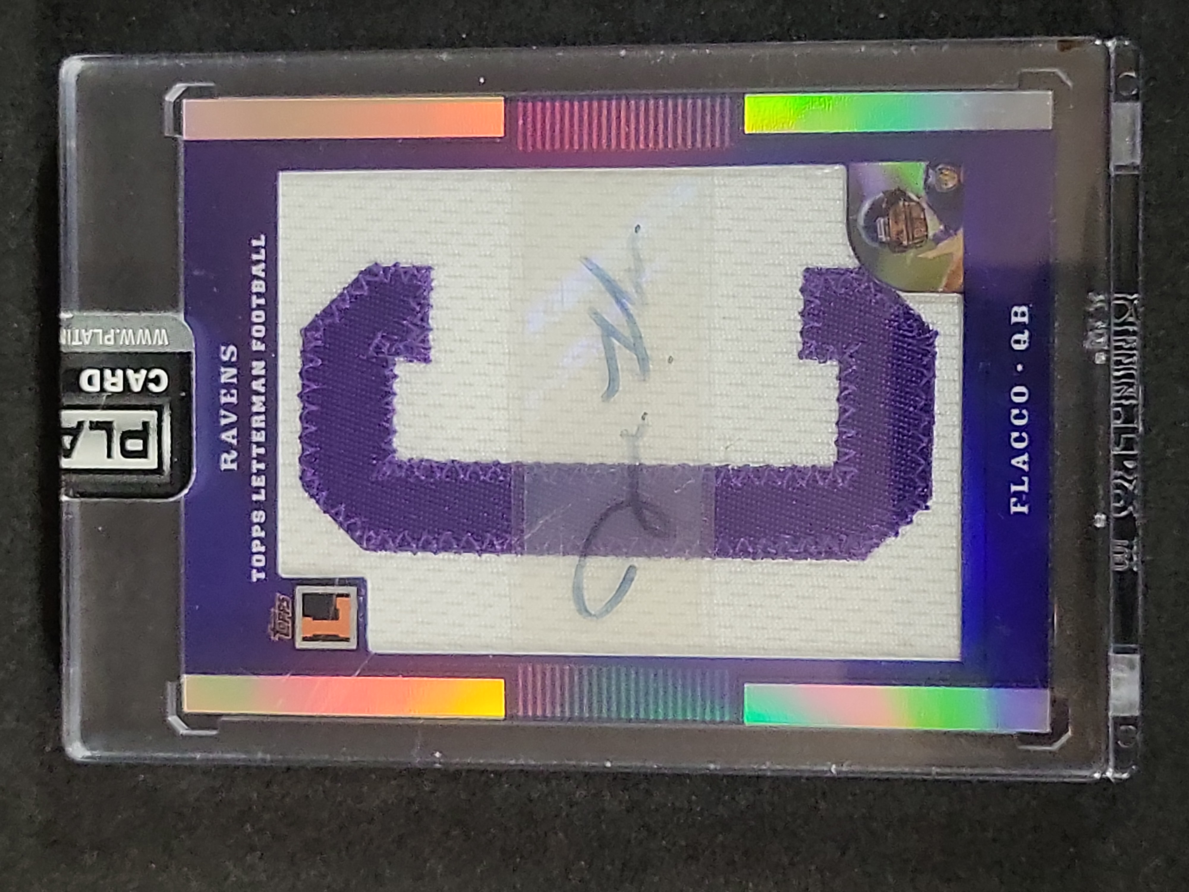 I03651 | 2008 Topps Letterman Football Joe Flacco Autographed Manufactured Patch Card Serial Numbered 8/9