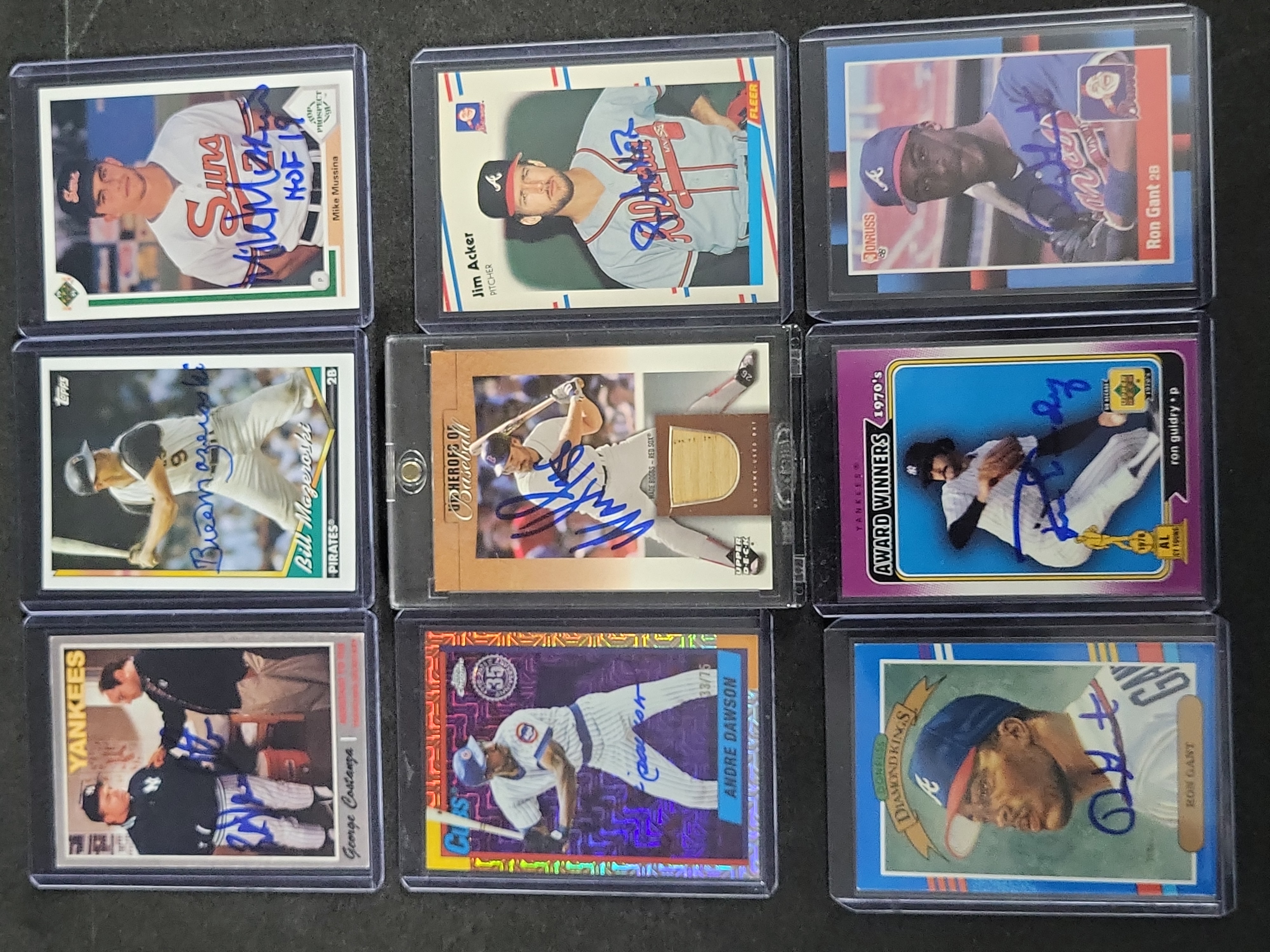 I03568 | A Collection of Nine Signed Baseball Cards Including Hall of Famers and Novelty Subject