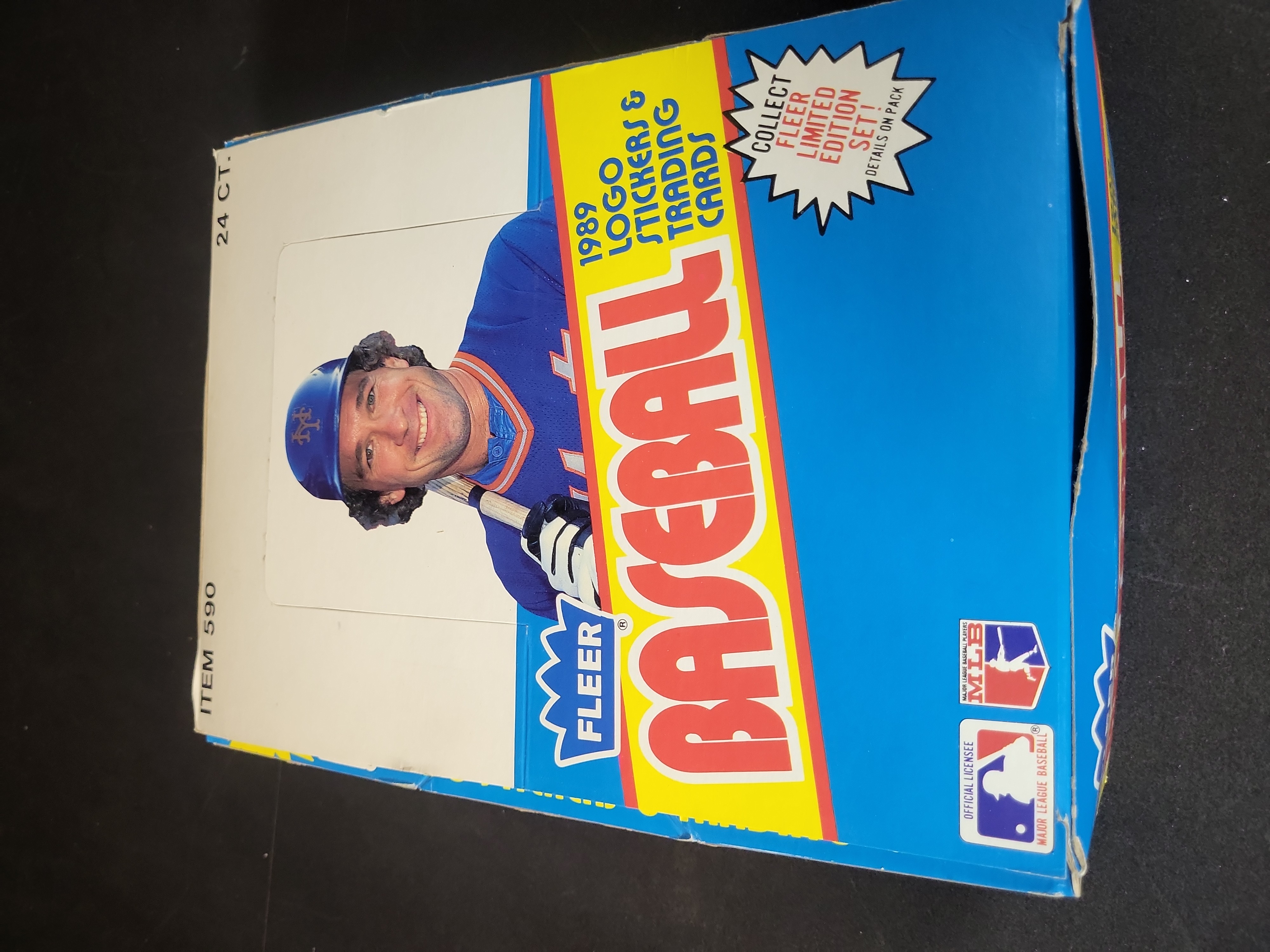 I03247 | 1989 Fleer Baseball Logo Stickers and Trading Cards Cello Box of 24 Packs with Visible Ken Griffey Jr. Rookie Card