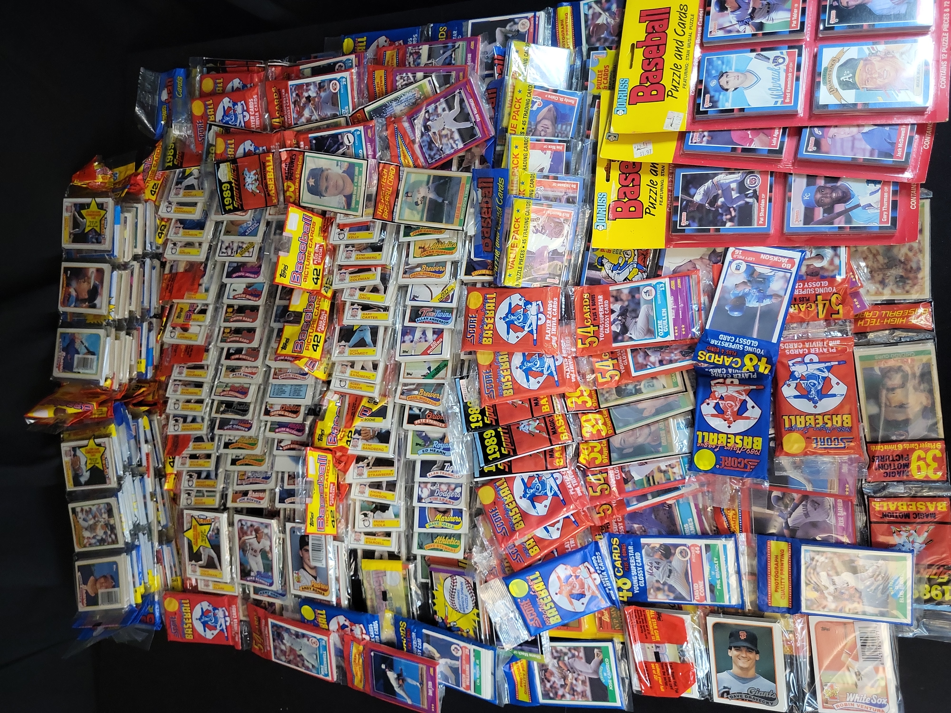 I03261 | A Large Collection of Unopened Late 1980s and Early 1990s Baseball Card Rack Packs, Cello Packs, and Value Packs