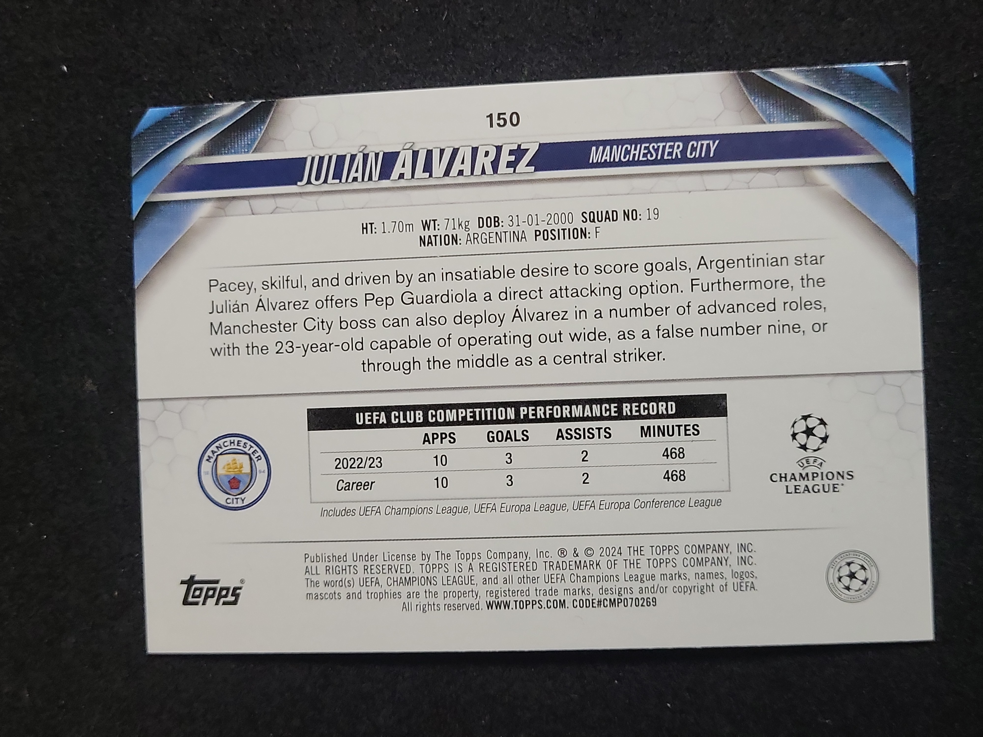 I03656 | A Collection of 20 2023-24 Topps UEFA Club Competitions Soccer Trading Cards