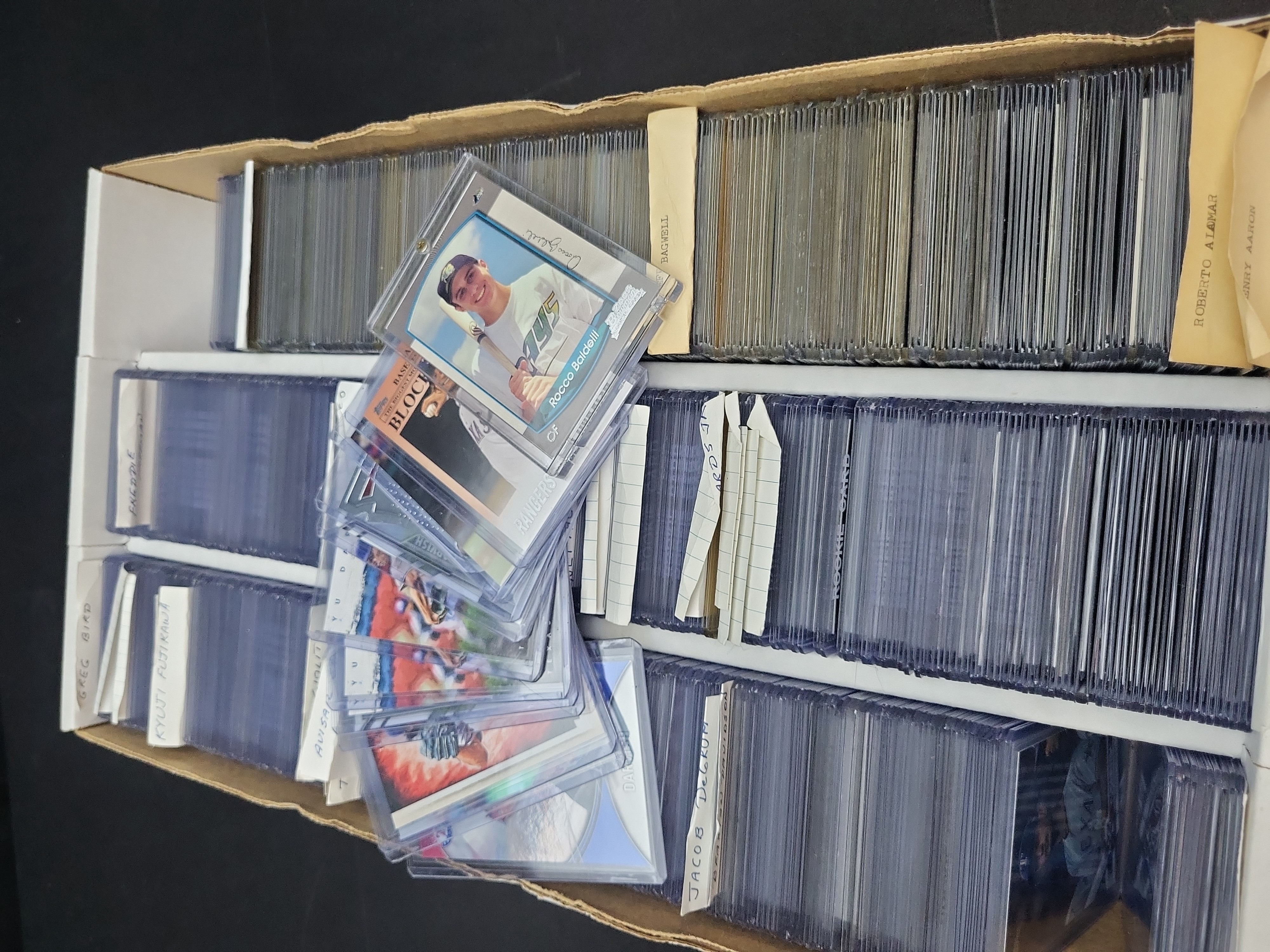 I03316 | An Assortment of Modern and Vintage Baseball Trading Cards in Protective Top-Loaders