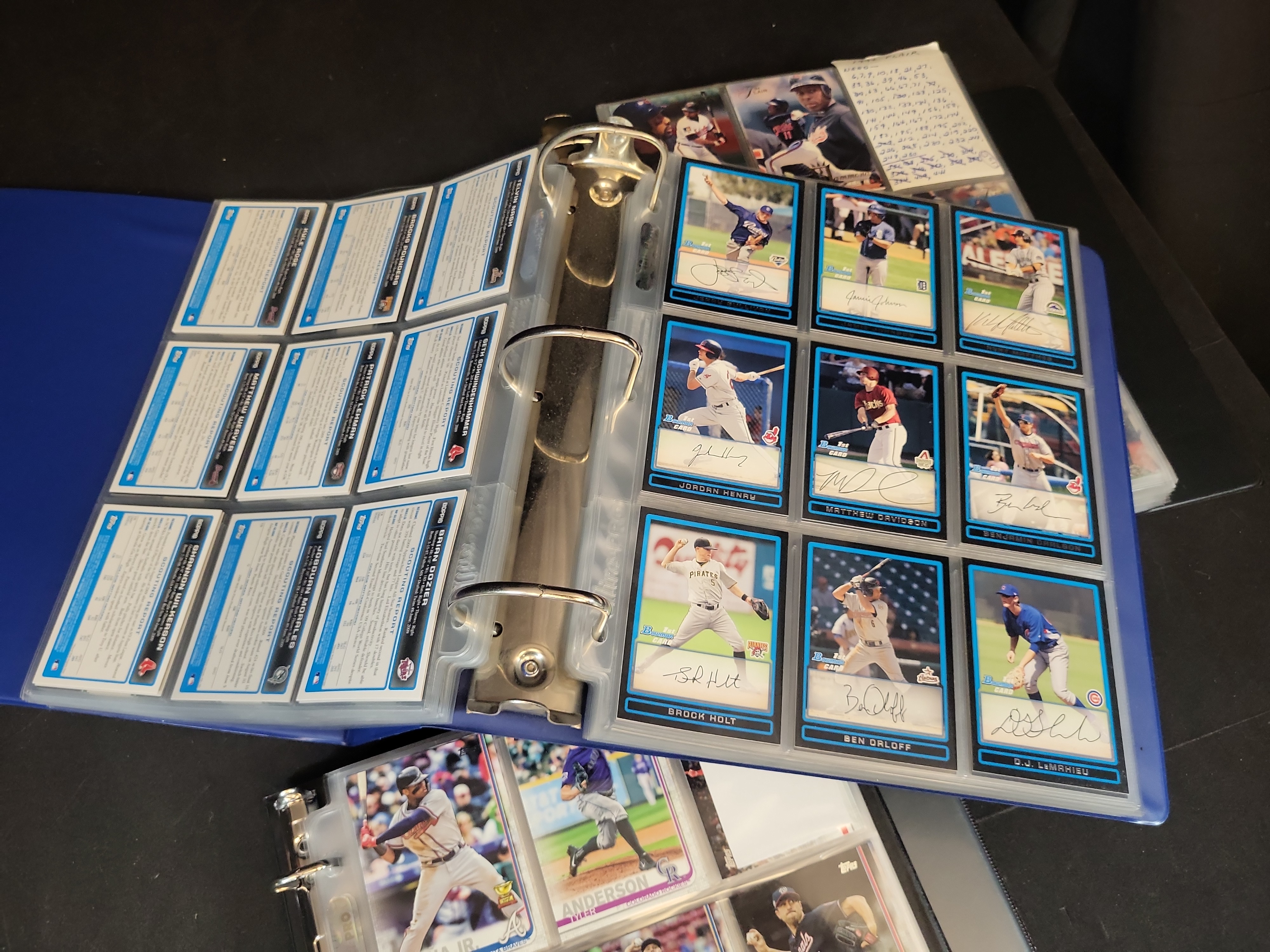 I03465 | A Collection of Baseball Trading Cards in Three Binders Featuring Topps Bowman and Flair Sets