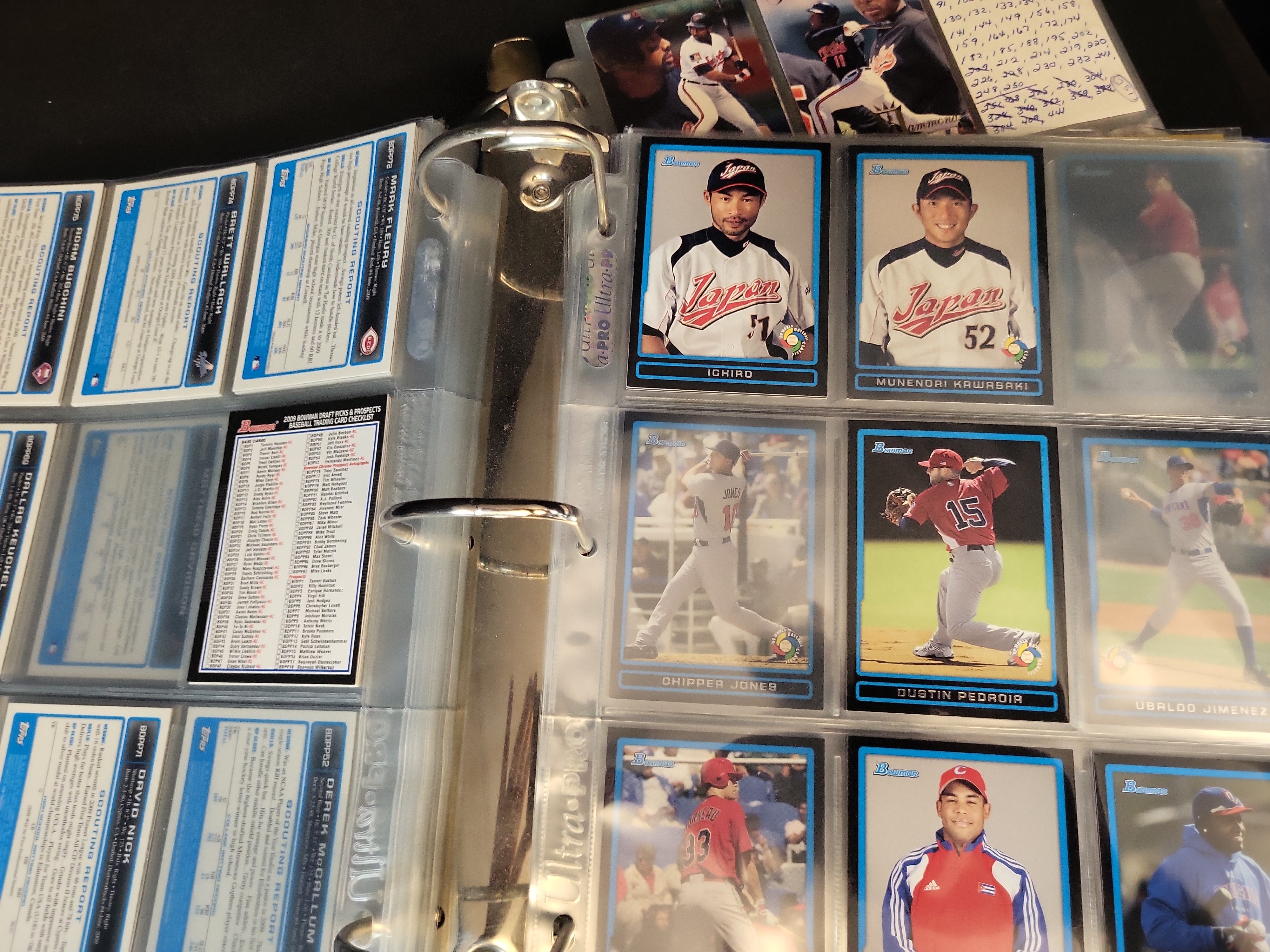 I03465 | A Collection of Baseball Trading Cards in Three Binders Featuring Topps Bowman and Flair Sets