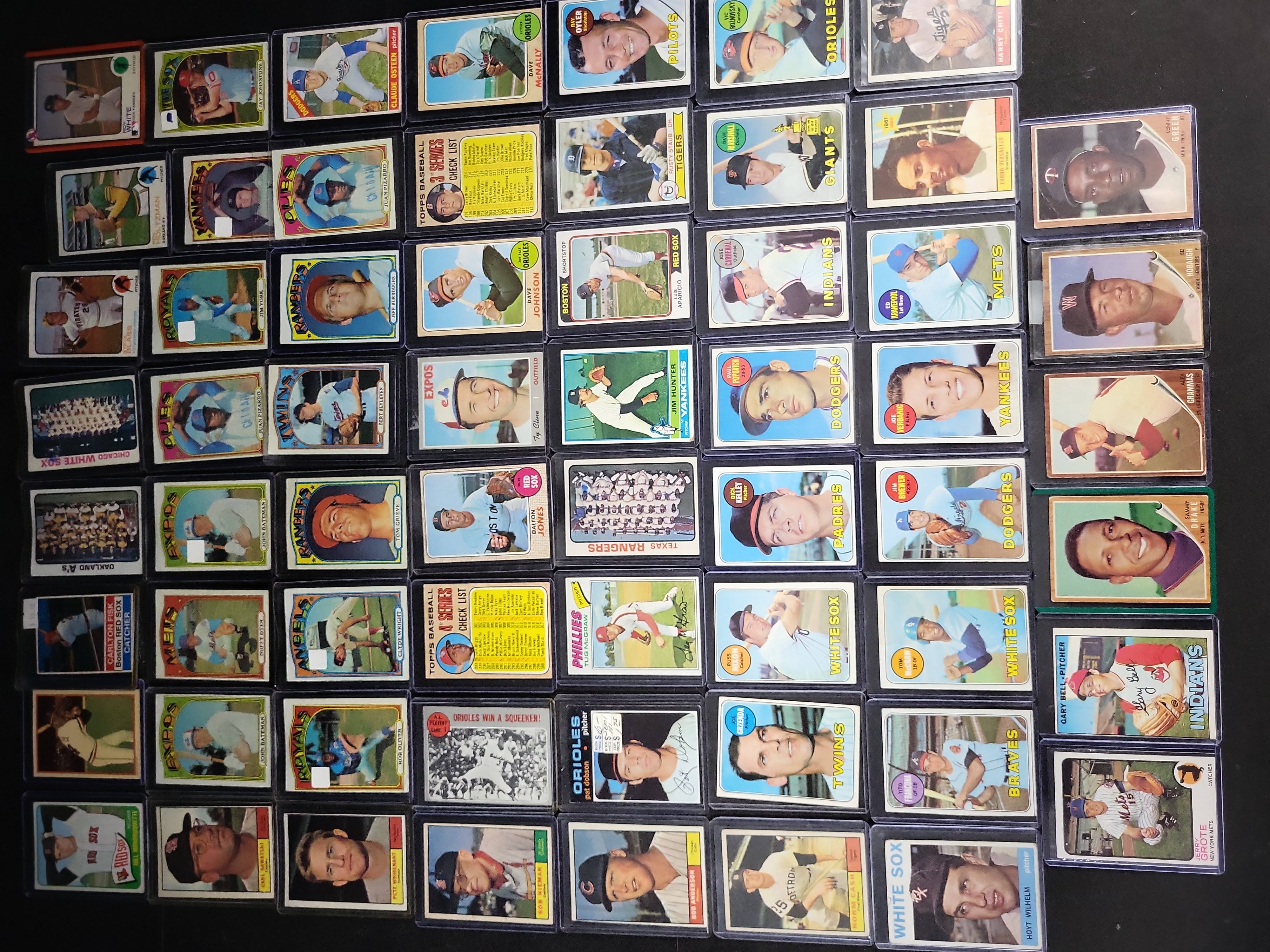 I03838 | A Collection of Vintage Topps Baseball Cards Featuring 1973 Carlton Fisk and 1972 Bert Blyleven