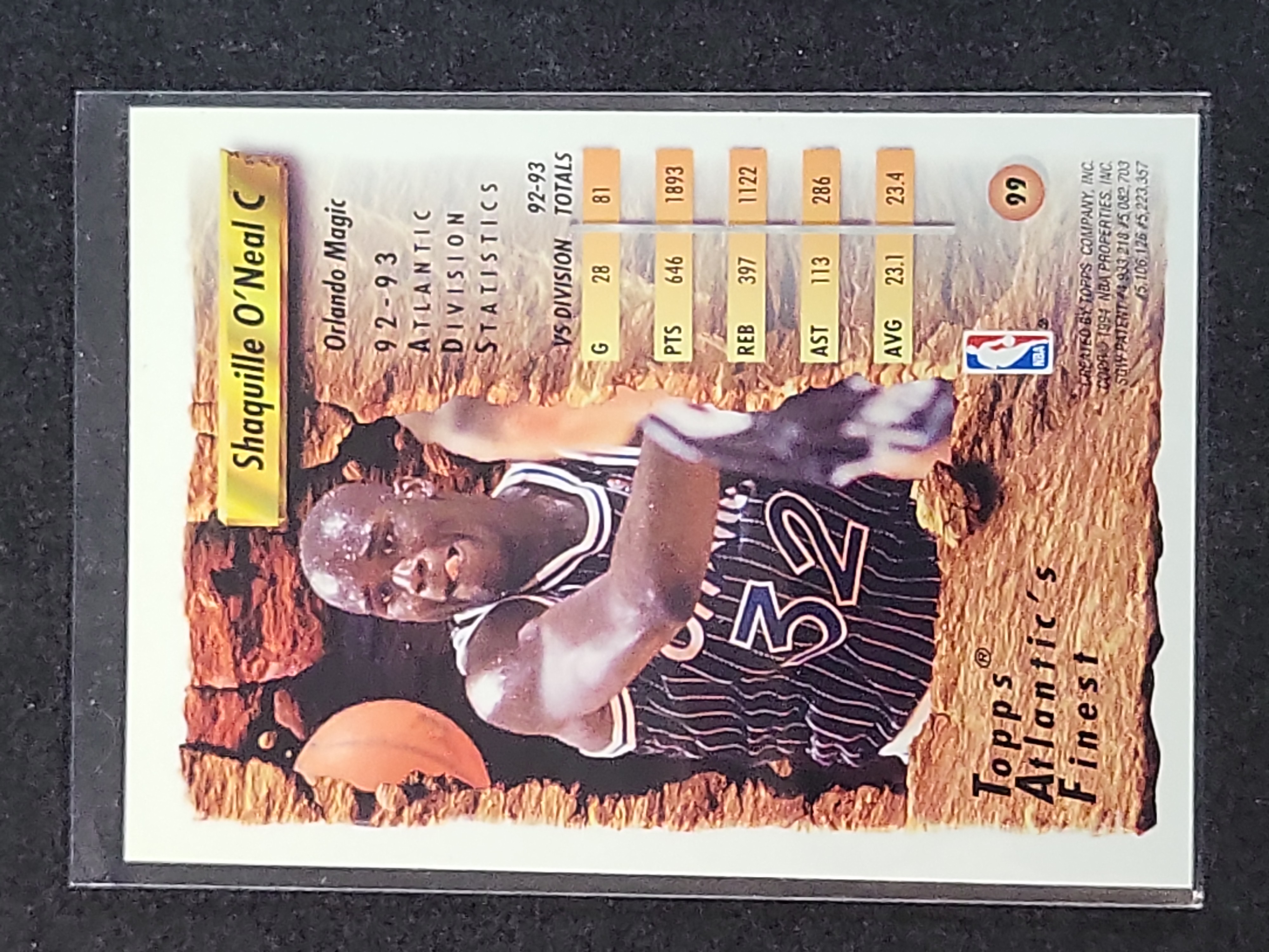 I03129 | 1993-94 Topps Finest Shaquille O'Neal Atlantic's Finest #99 Basketball Card