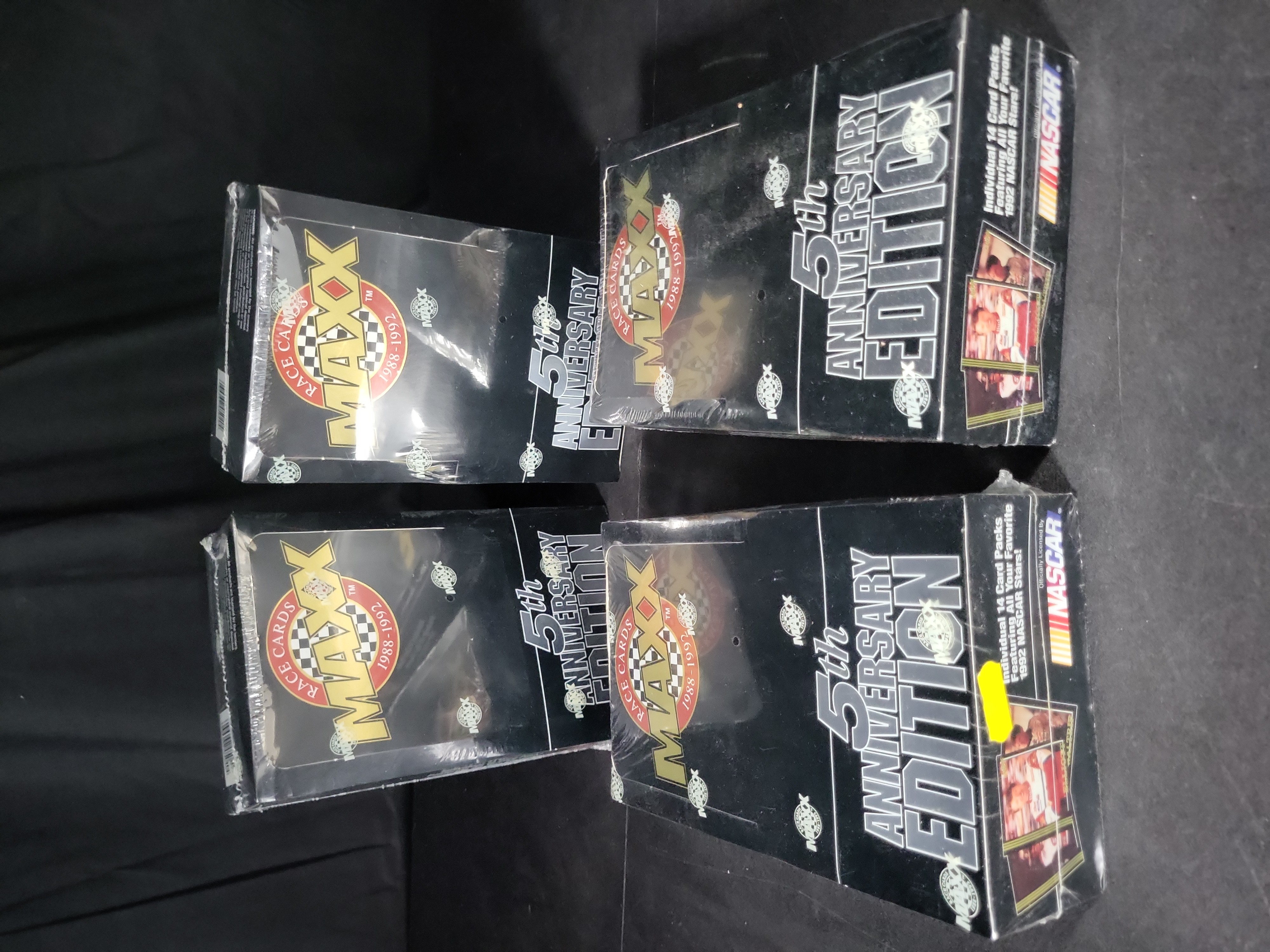 I03218 | Lot of Four (4) 1992 Maxx NASCAR 5th Anniversary Edition Factory-Sealed Card Boxes