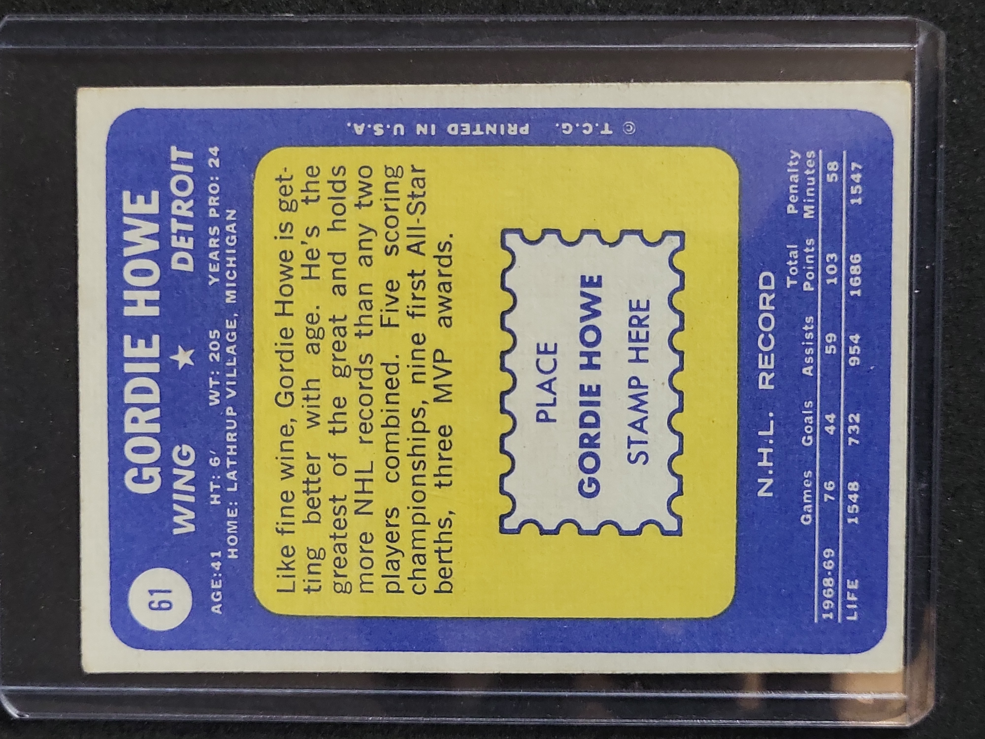 I03889 | 1969-70 Topps Hockey Gordie Howe #61 Detroit Red Wings