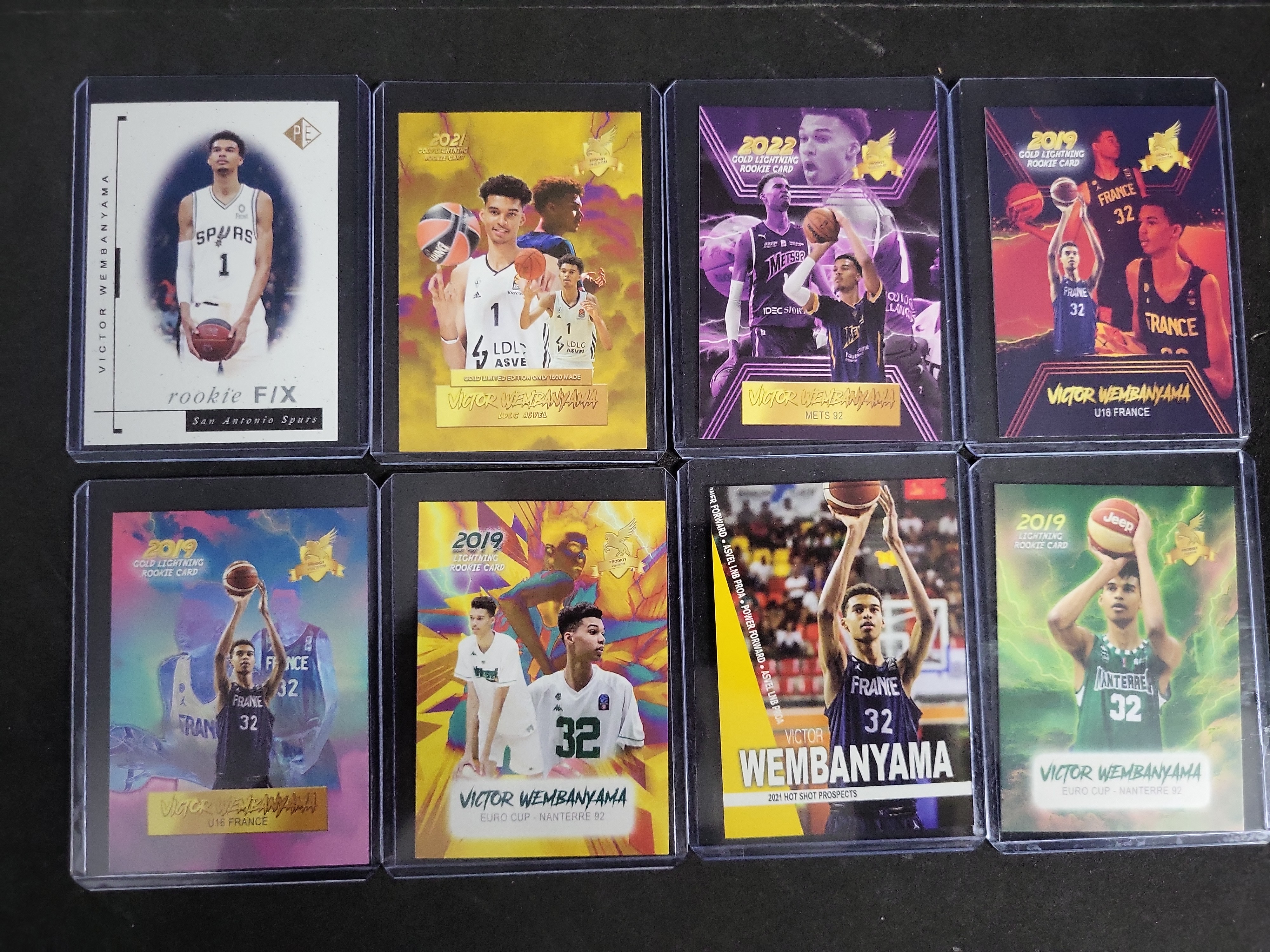 I03276 | Victor Wembanyama Prospect and Rookie Card Collection of Eight Cards Prospector's Edge and Hot Shot Prospects