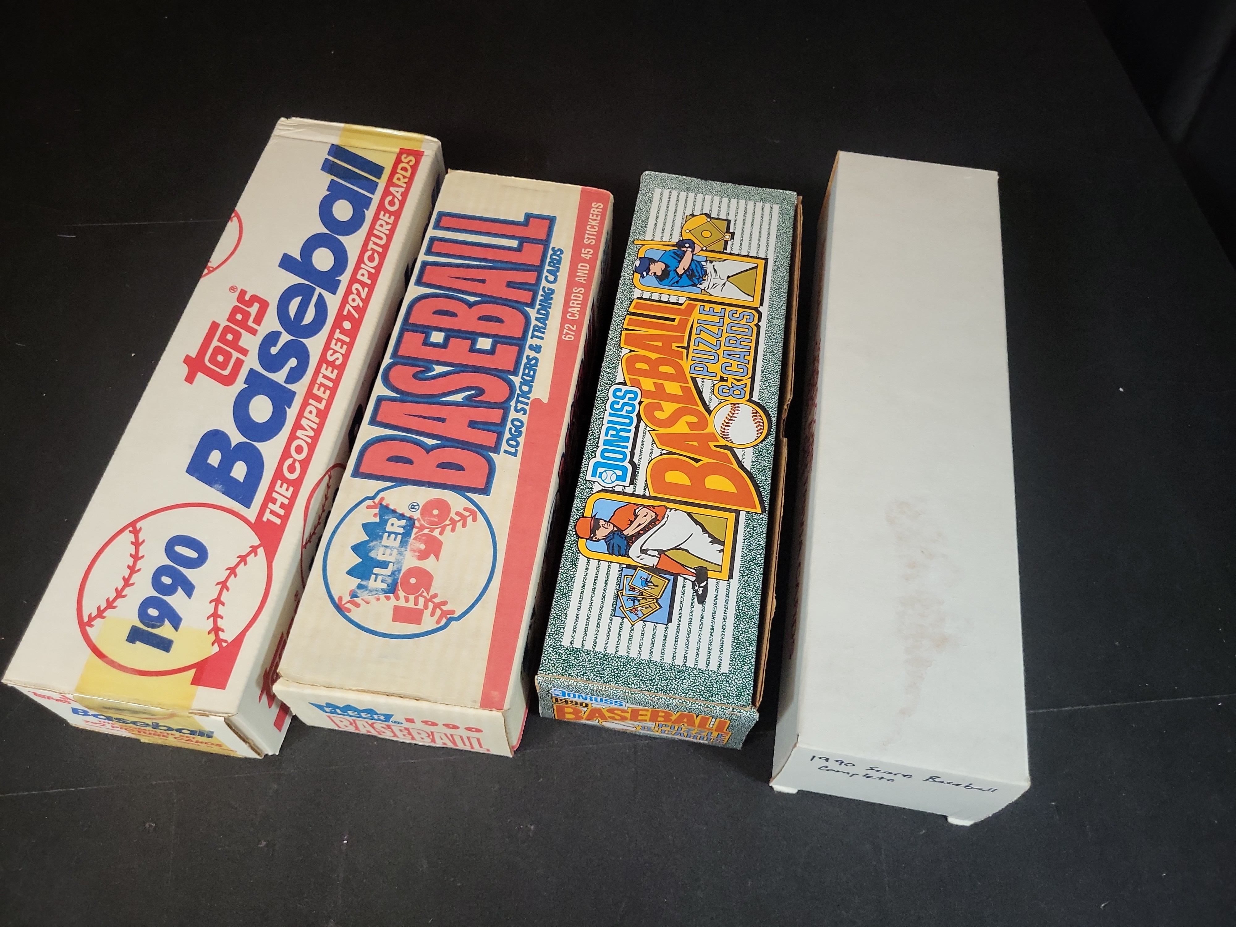 I03264 | Collection of (4) 1990 Major League Baseball Complete Factory Sets - Topps, Fleer, Donruss and Score