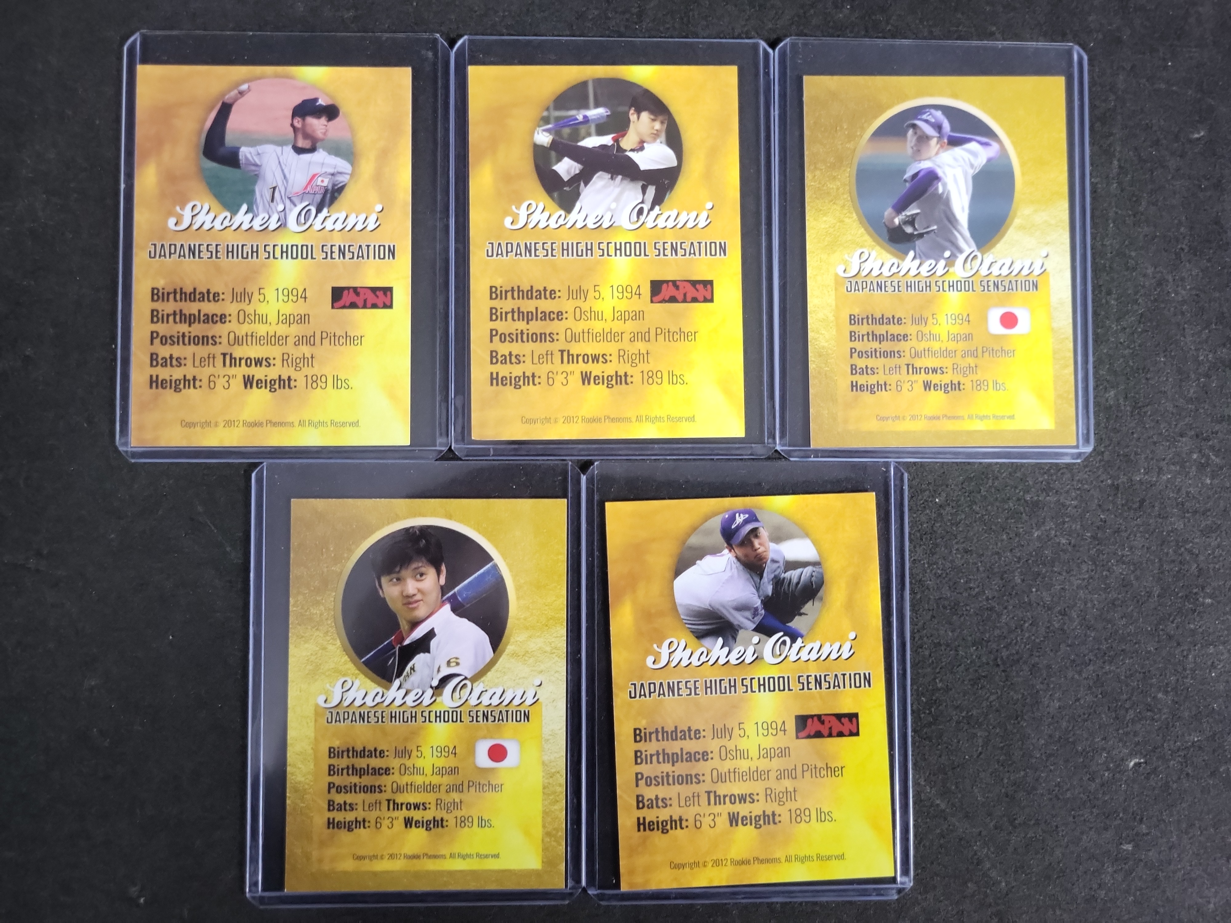 I03278 | Five 2012 Rookie Phenoms Shohei Ohtani Japanese High School Sensation Trading Cards