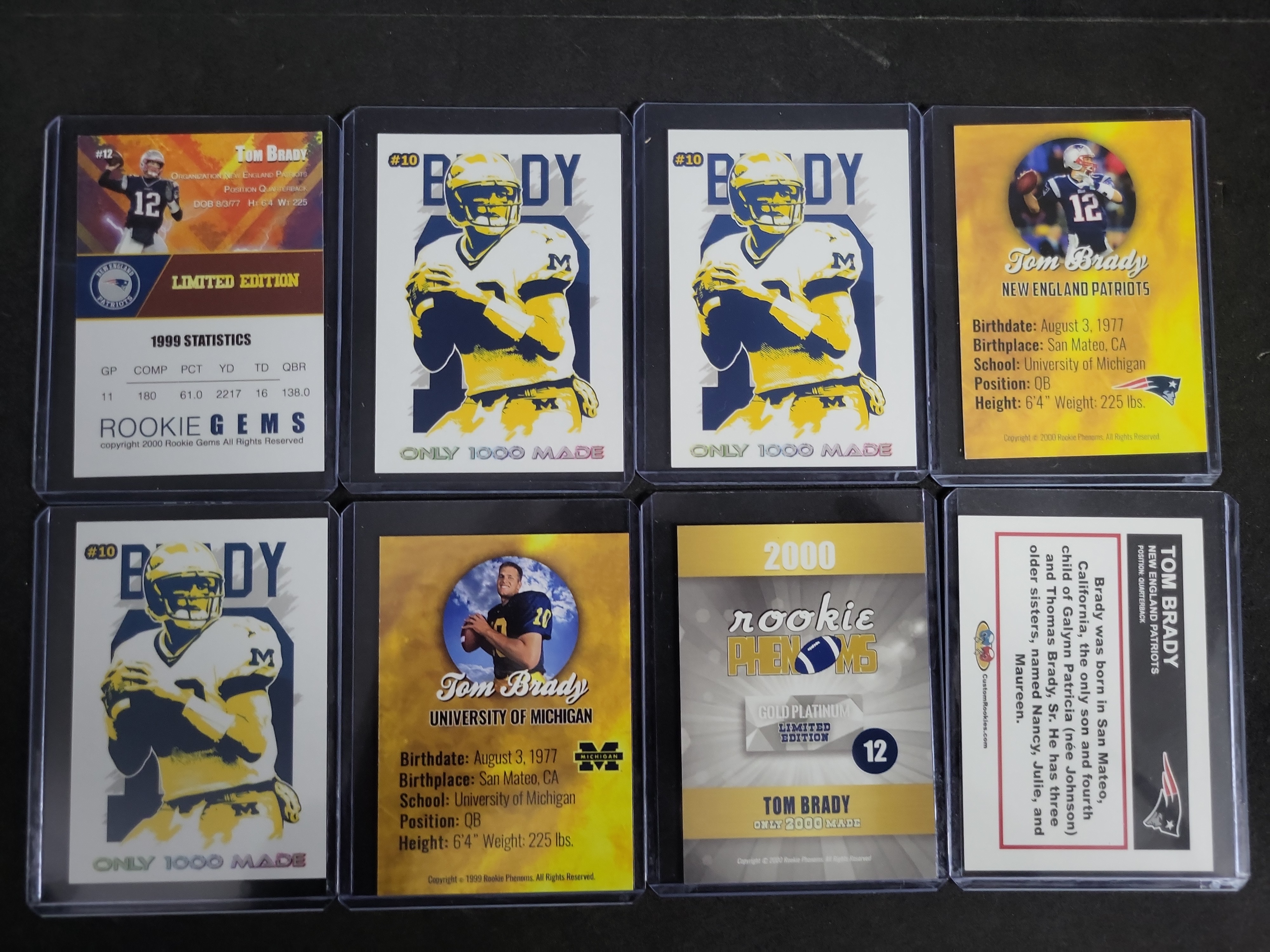 I03280 | Collection of Eight Tom Brady Custom Art and Novelty Trading Cards
