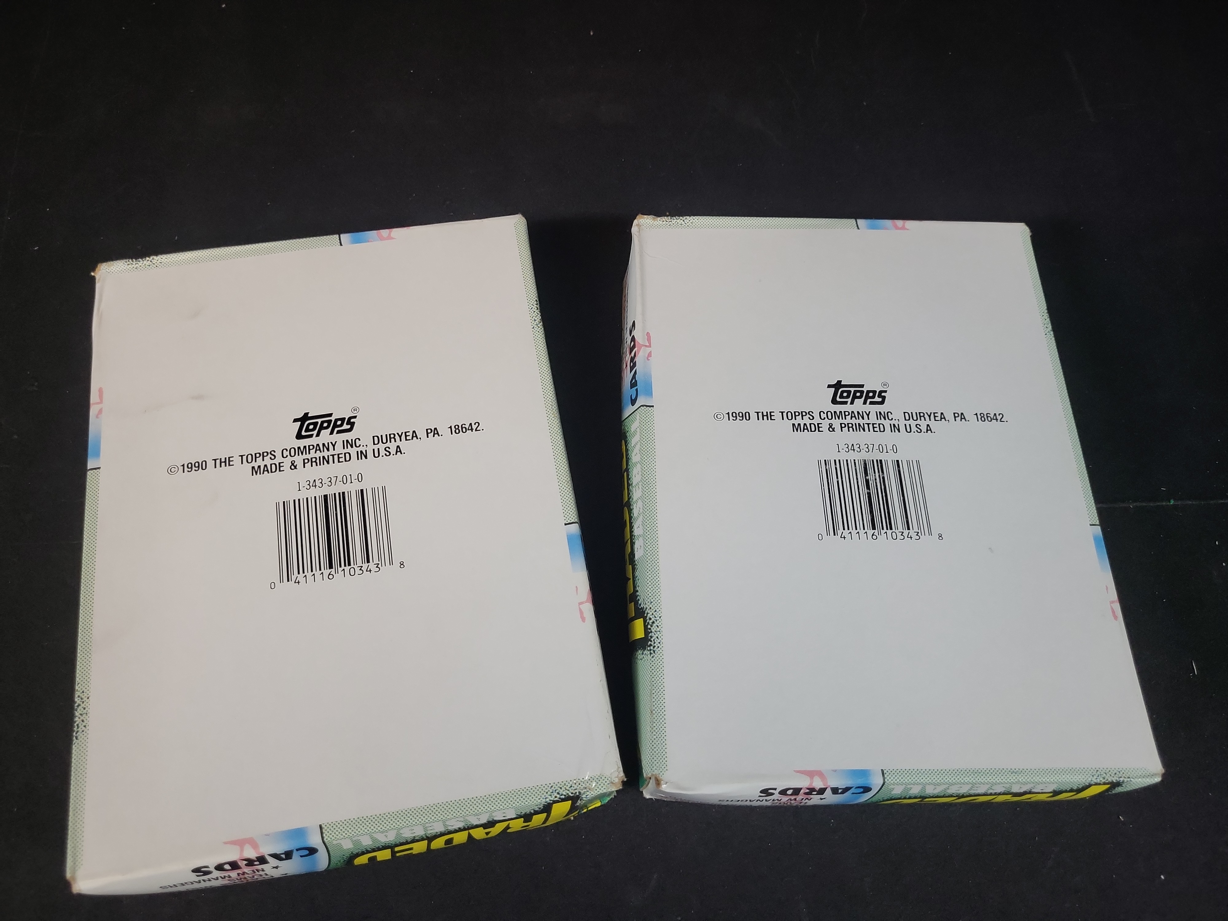I03231 | A Pair of 1990 Topps Traded Baseball Card Display Boxes with 36 Unopened Packs Each