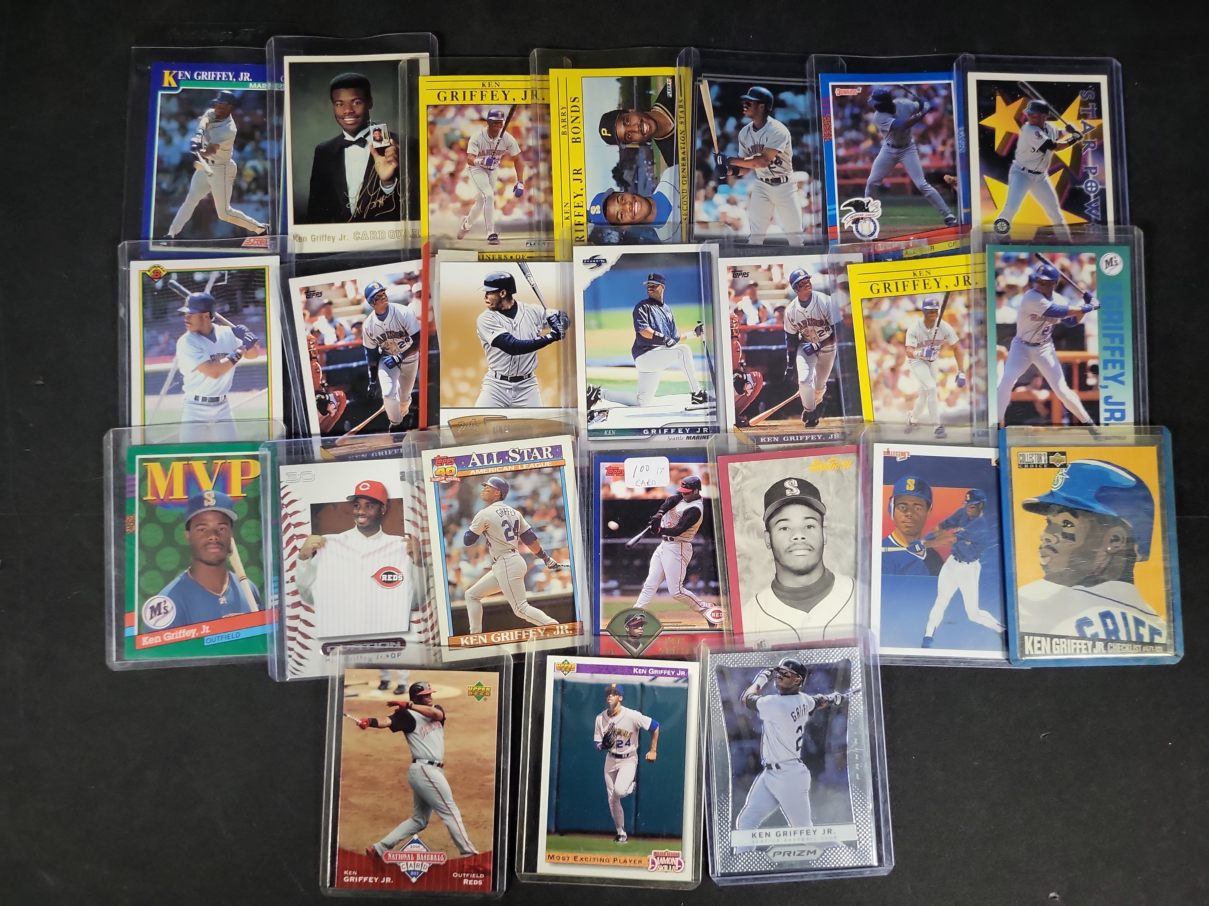 I03840 | A Collection of 24 Ken Griffey Jr. Baseball Cards Including Topps Upper Deck Fleer and Donruss