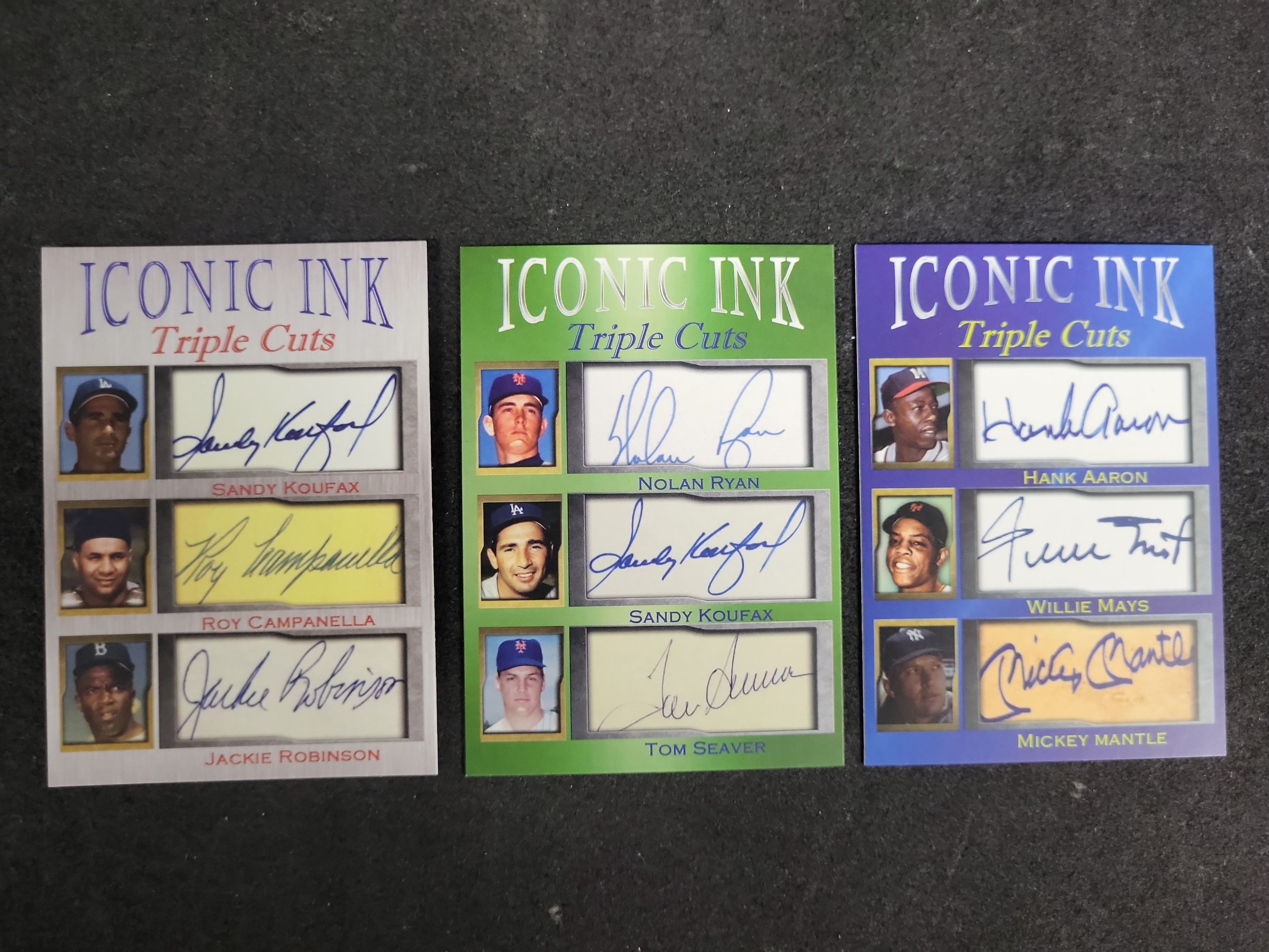 I03588 | A Trio of Iconic Ink Triple Cuts Limited Edition Facsimile Autograph Baseball Cards