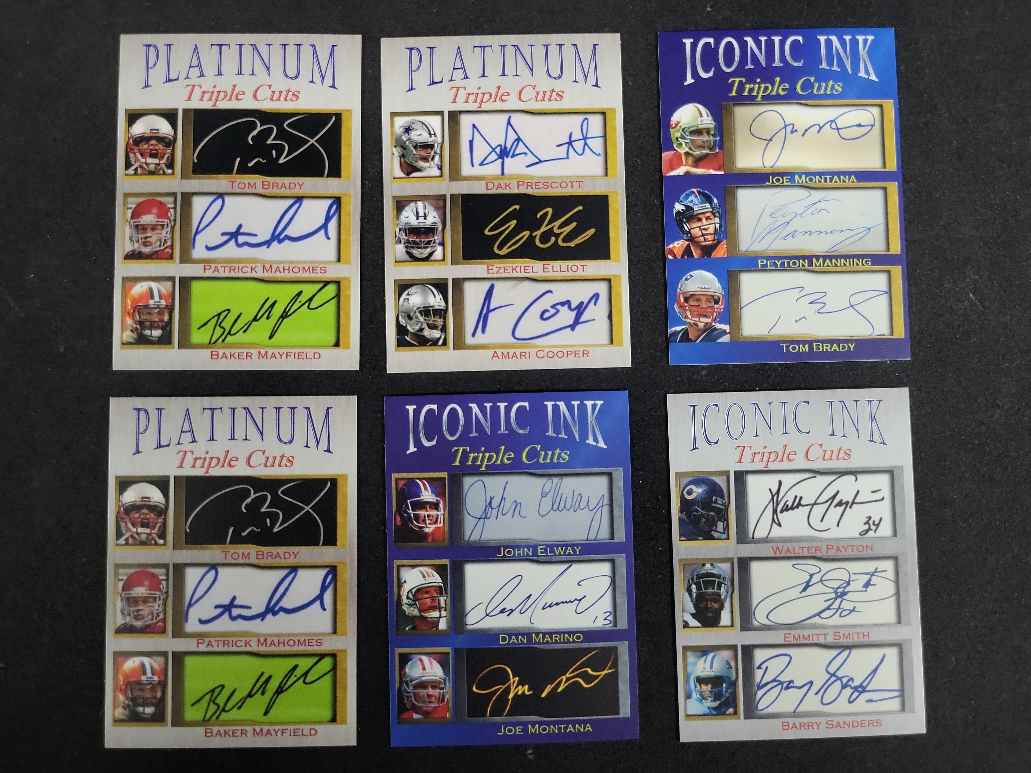 I03592 | A Collection of Platinum Triple Cuts and Iconic Ink Triple Cuts Football Cards Featuring Facsimile Autographs