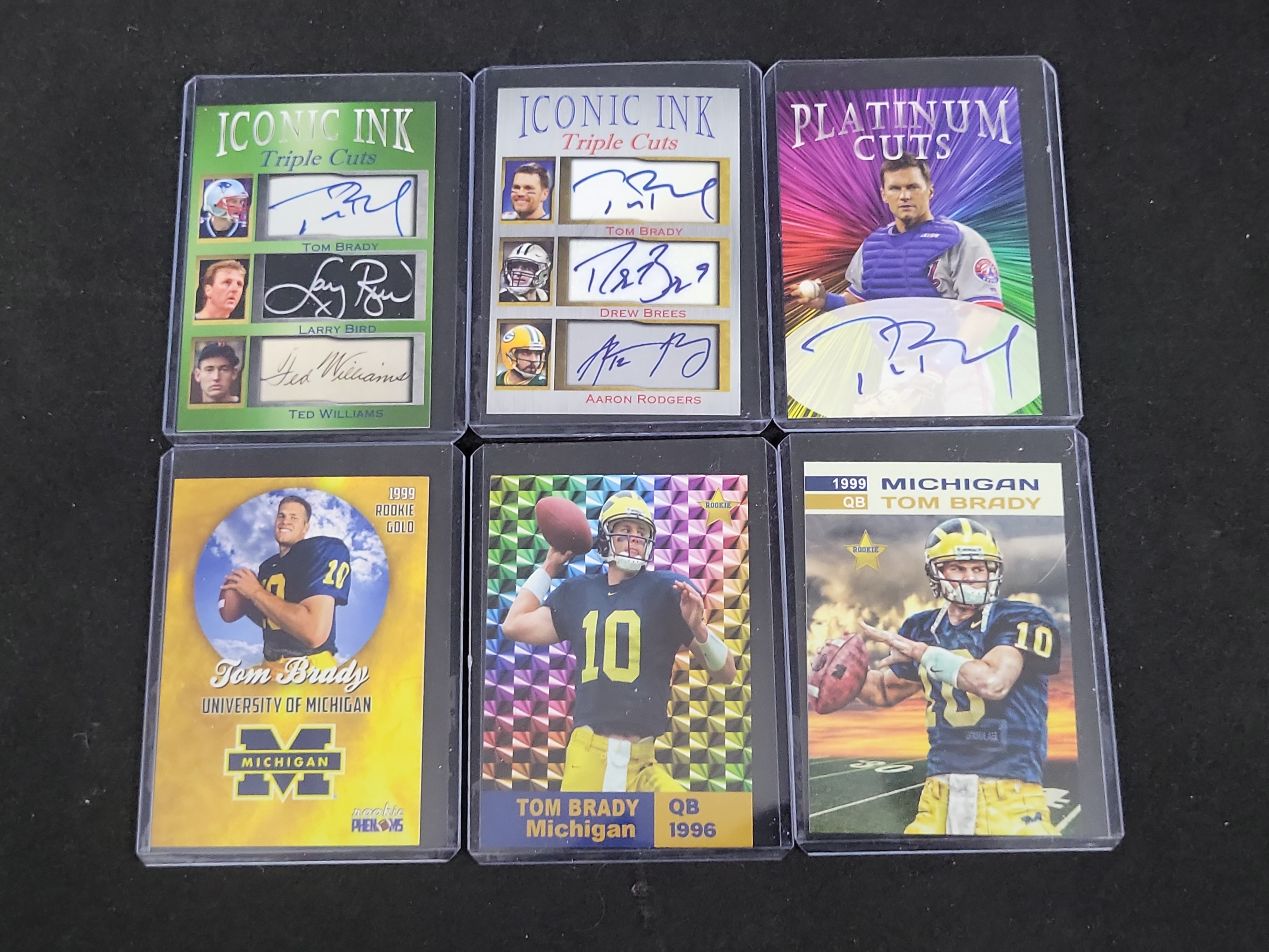 I01820 | A Set of Six Tom Brady Custom Unlicensed Trading Cards with Facsimile Autographs